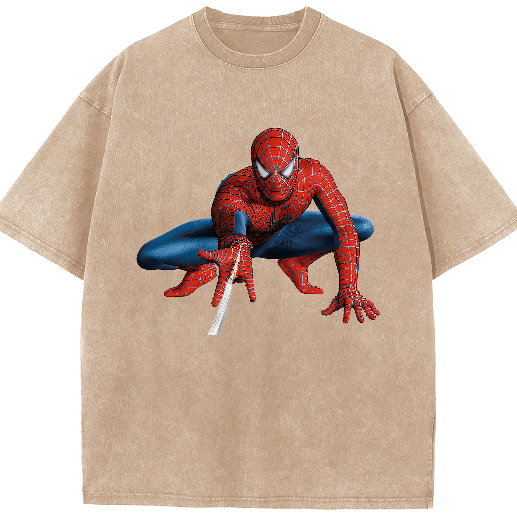 （画像用） Spider Man スパイダーマン 綿100% ヴィンテージ風 半袖Tシャツ（フロントプリント）