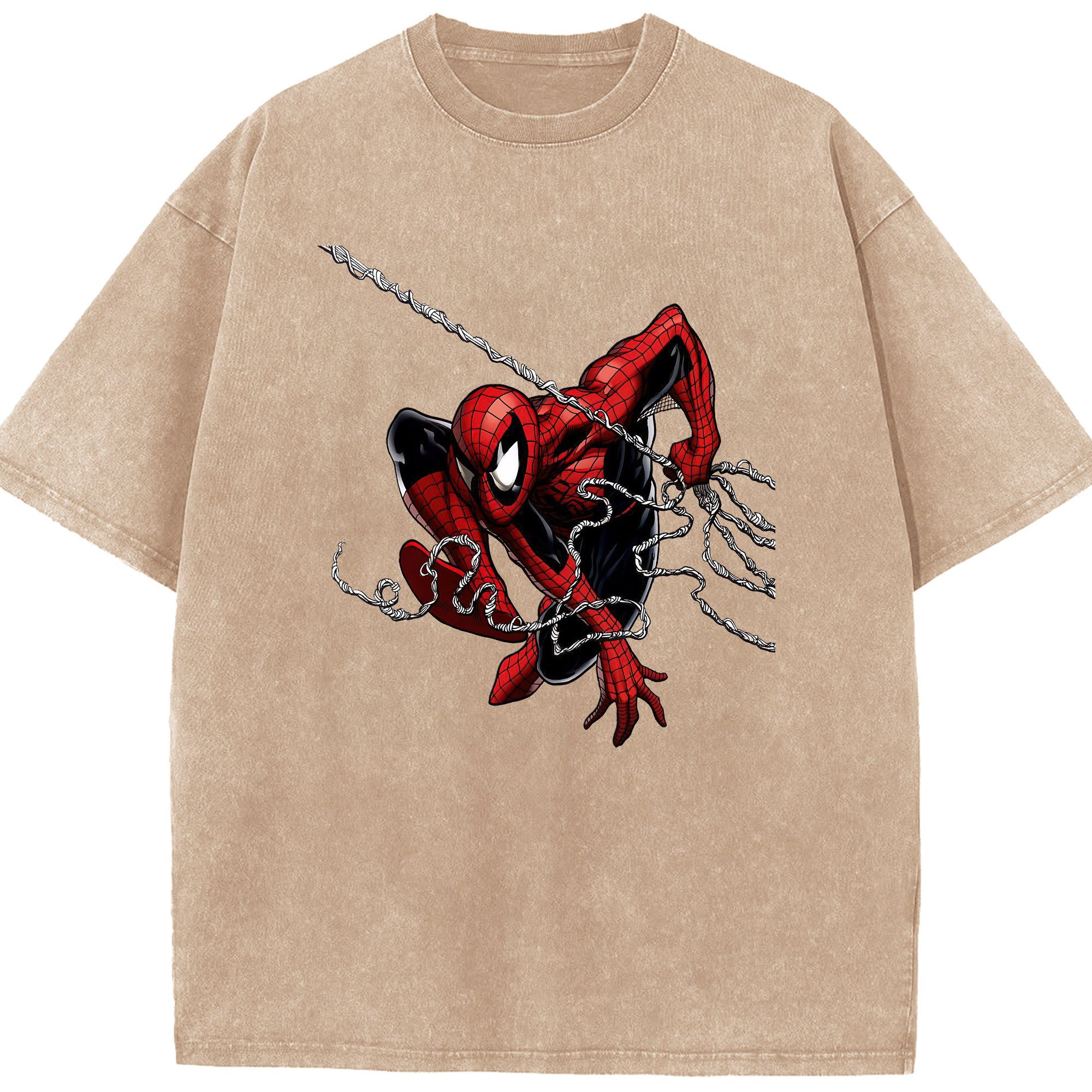 （画像用） Spider Man スパイダーマン 綿100% ヴィンテージ風 半袖Tシャツ（フロントプリント）