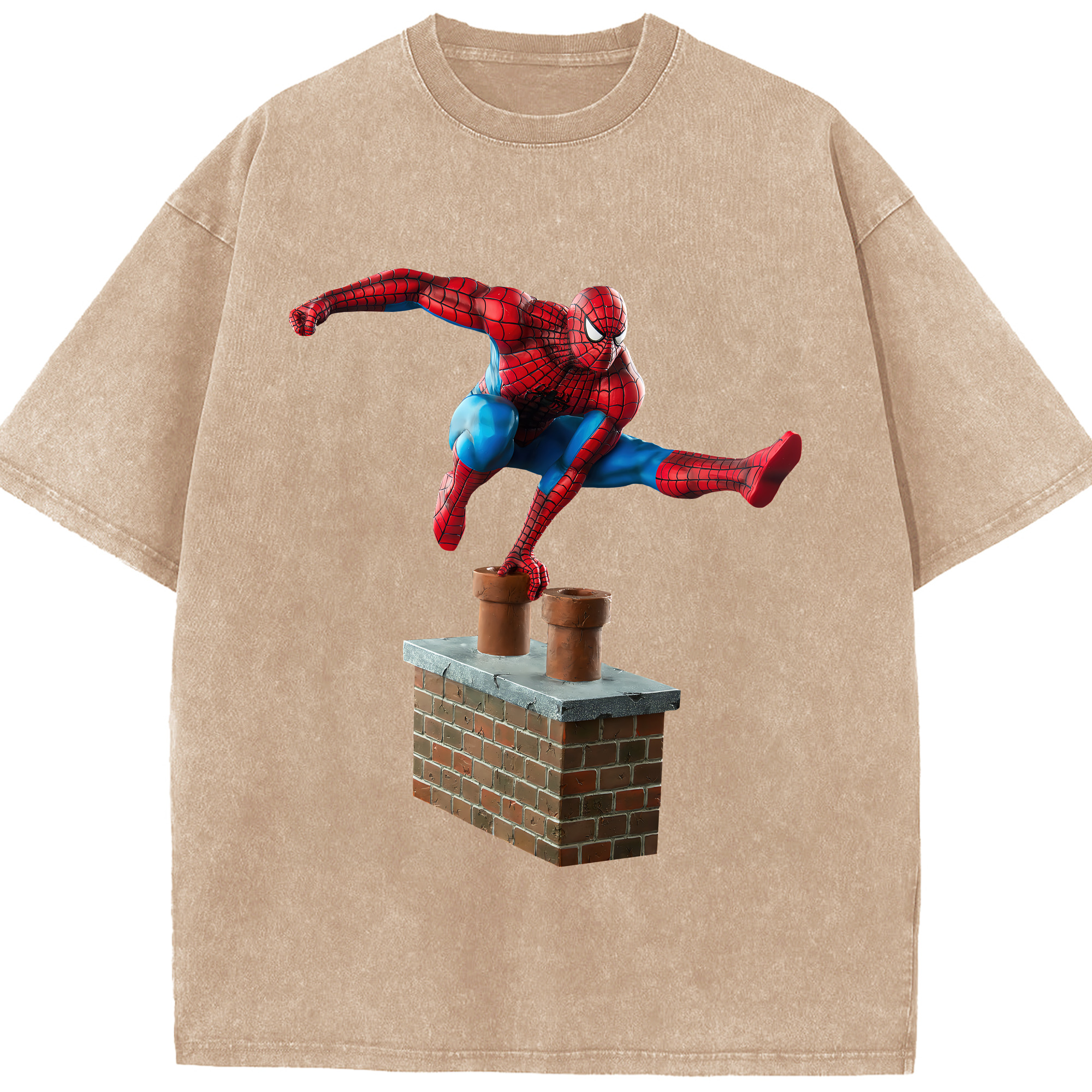 （画像用） Spider Man スパイダーマン 綿100% ヴィンテージ風 半袖Tシャツ（フロントプリント）