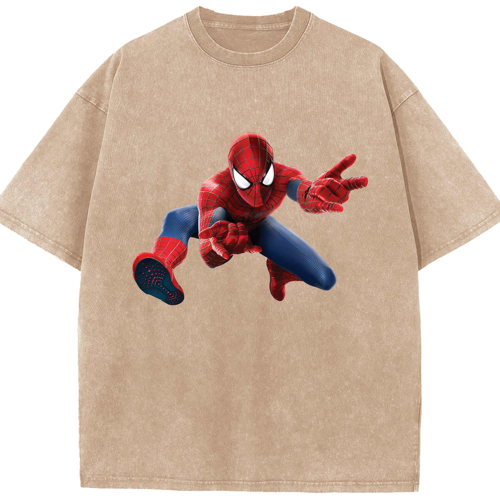 （画像用） Spider Man スパイダーマン 綿100% ヴィンテージ風 半袖Tシャツ（フロントプリント）