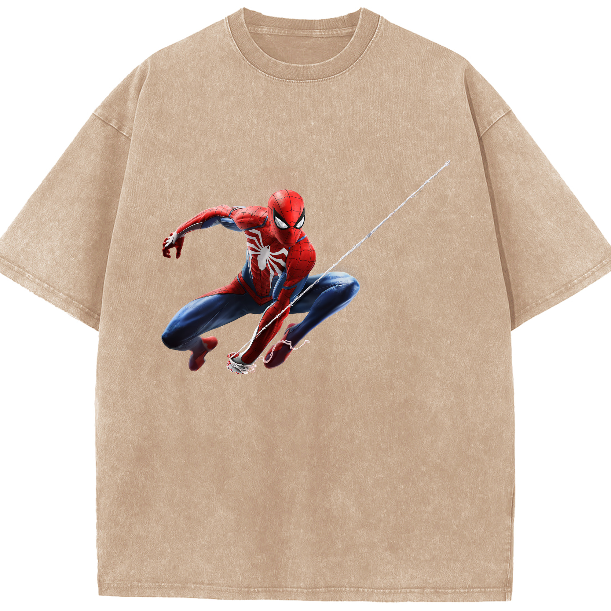 （画像用） Spider Man スパイダーマン 綿100% ヴィンテージ風 半袖Tシャツ（フロントプリント）