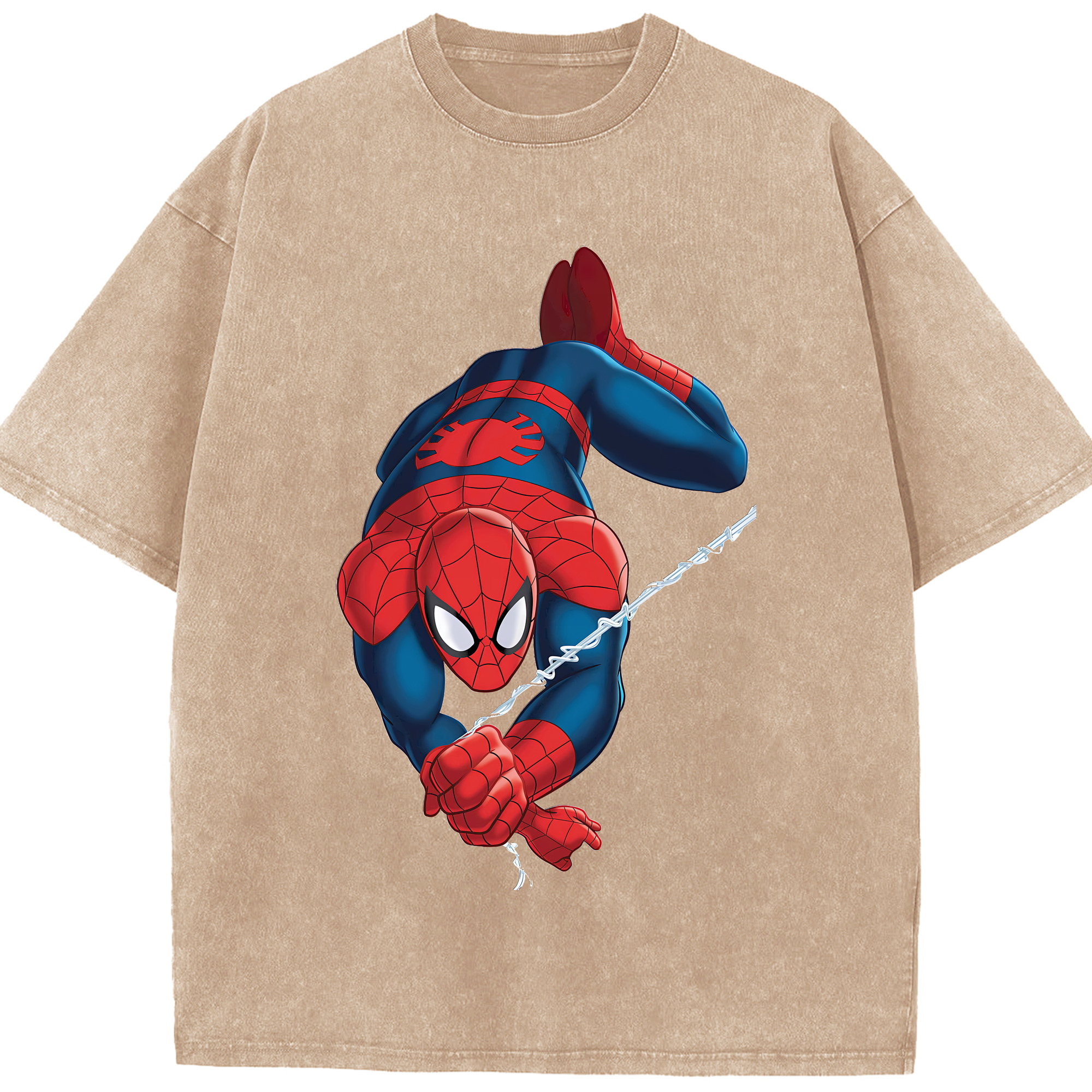 （画像用） Spider Man スパイダーマン 綿100% ヴィンテージ風 半袖Tシャツ（フロントプリント）