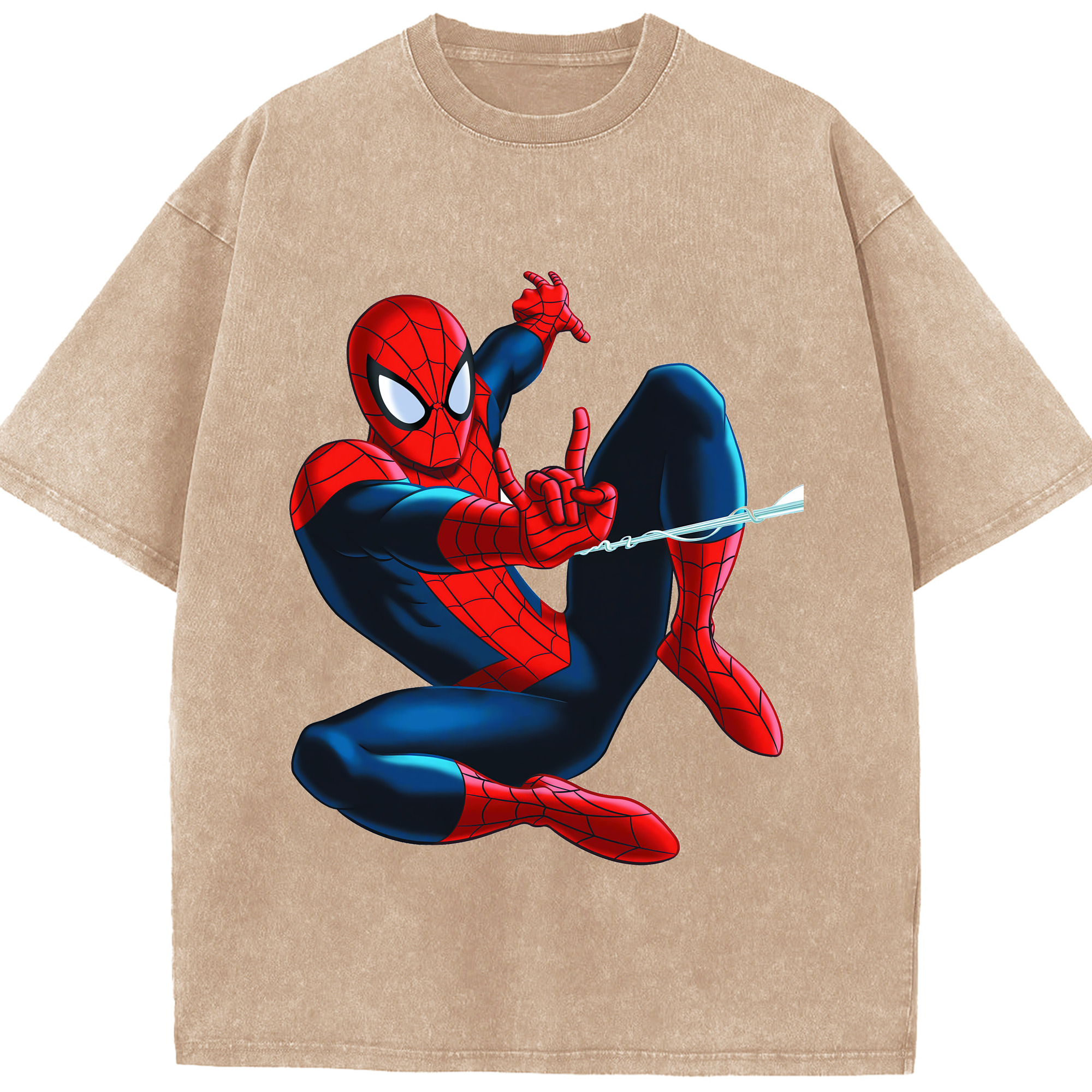 （画像用） Spider Man スパイダーマン 綿100% ヴィンテージ風 半袖Tシャツ（フロントプリント）