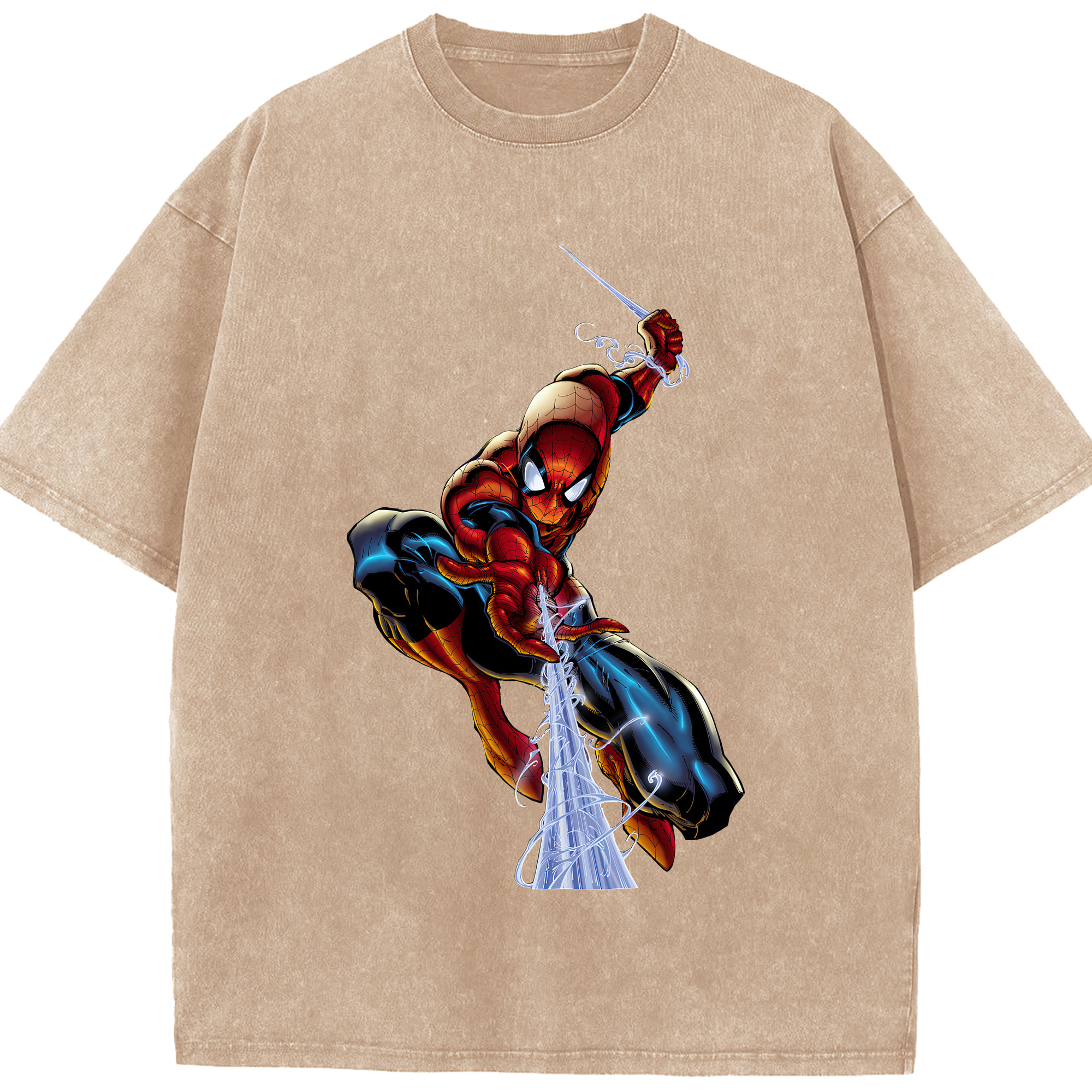 （画像用） Spider Man スパイダーマン 綿100% ヴィンテージ風 半袖Tシャツ（フロントプリント）
