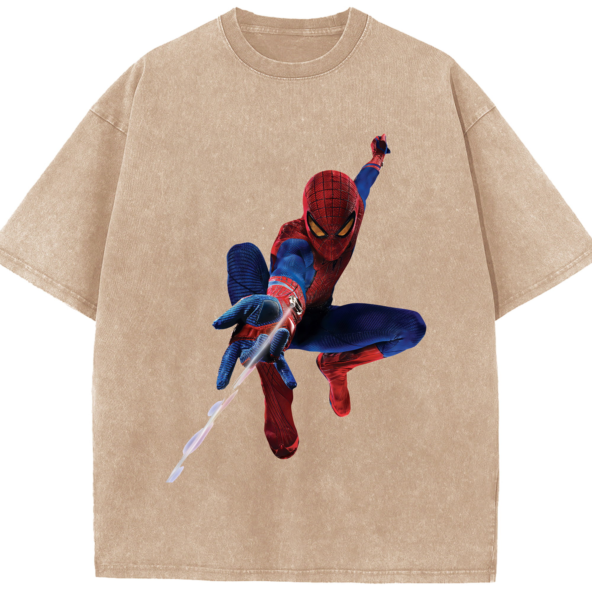 （画像用） Spider Man スパイダーマン 綿100% ヴィンテージ風 半袖Tシャツ（フロントプリント）