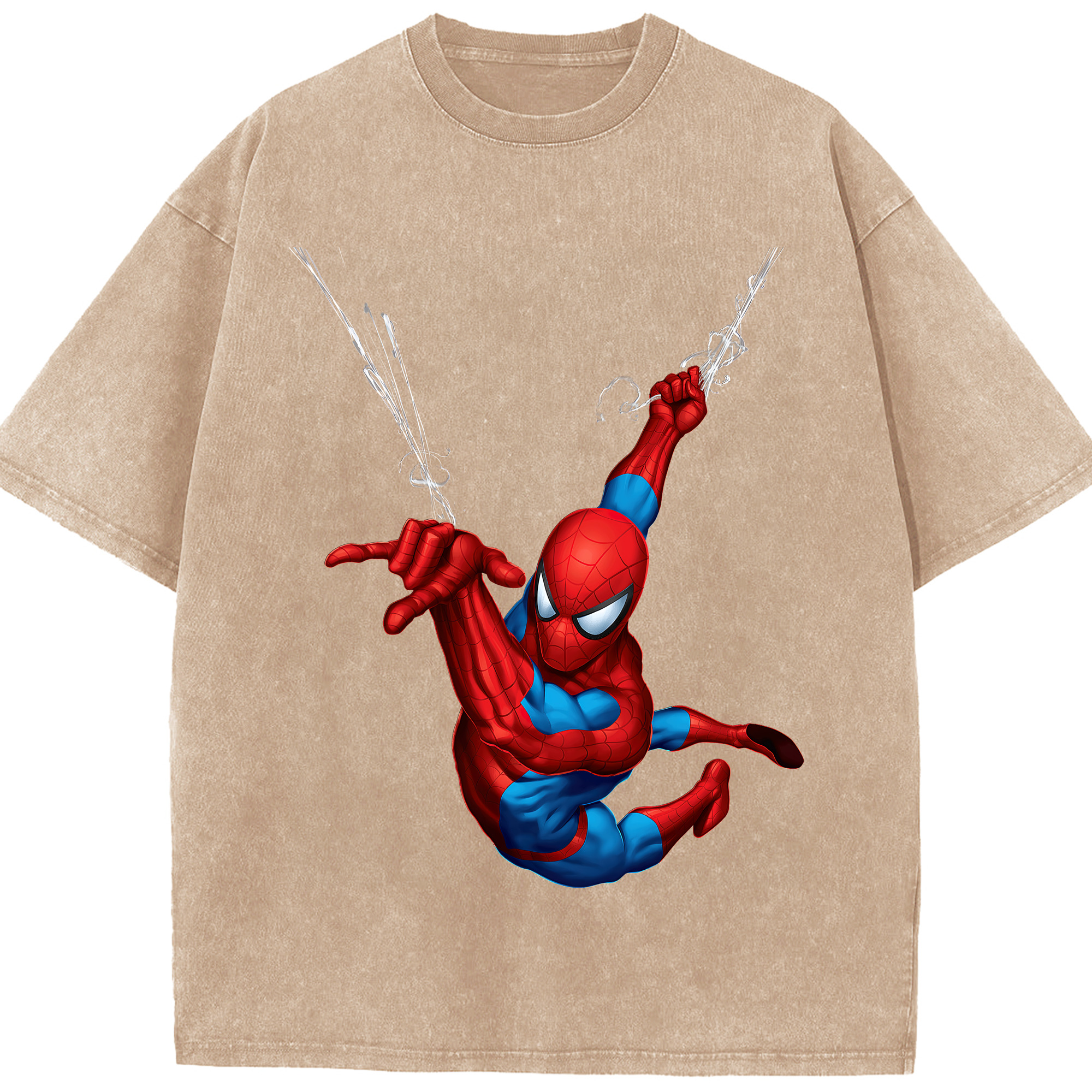 （画像用） Spider Man スパイダーマン 綿100% ヴィンテージ風 半袖Tシャツ（フロントプリント）