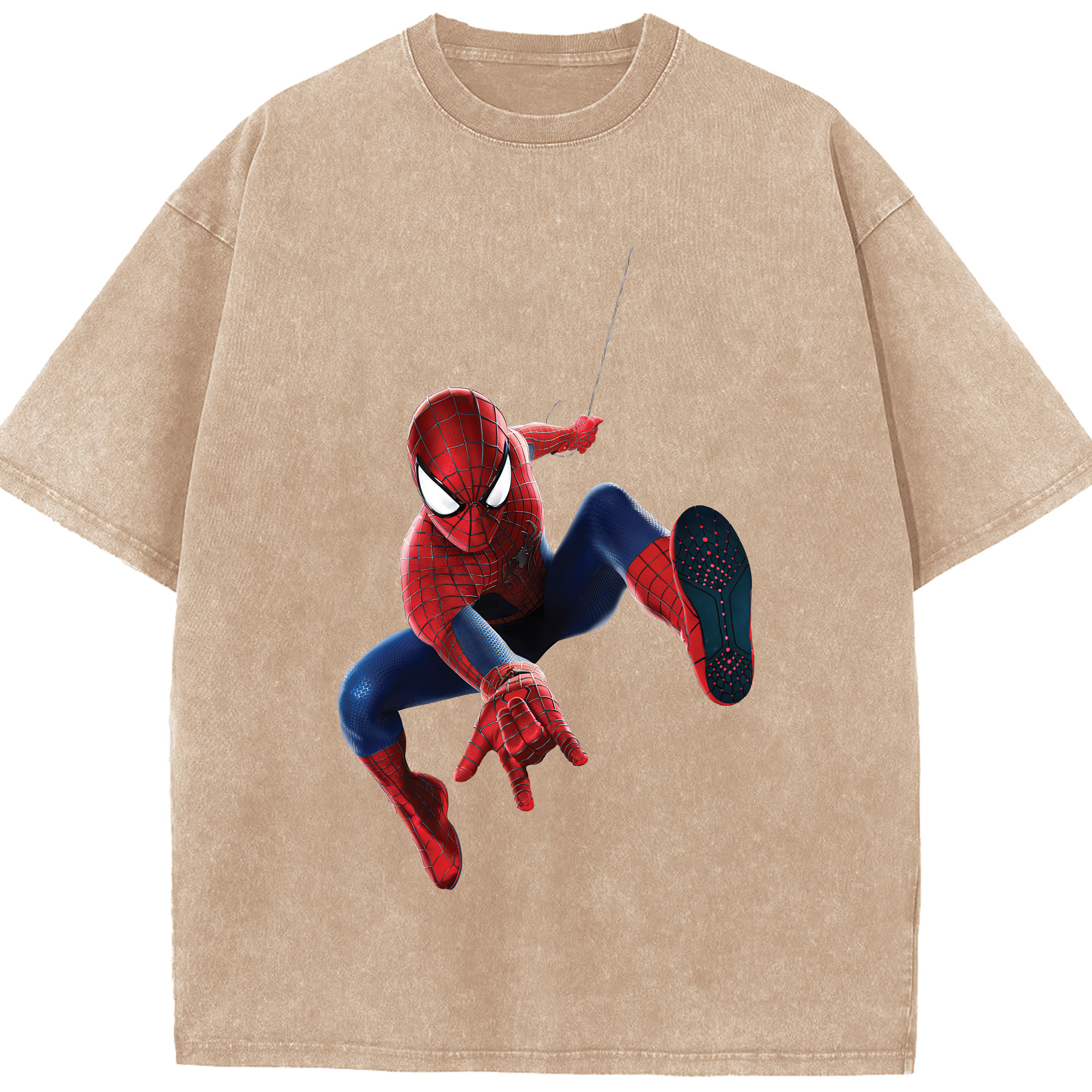 （画像用） Spider Man スパイダーマン 綿100% ヴィンテージ風 半袖Tシャツ（フロントプリント）