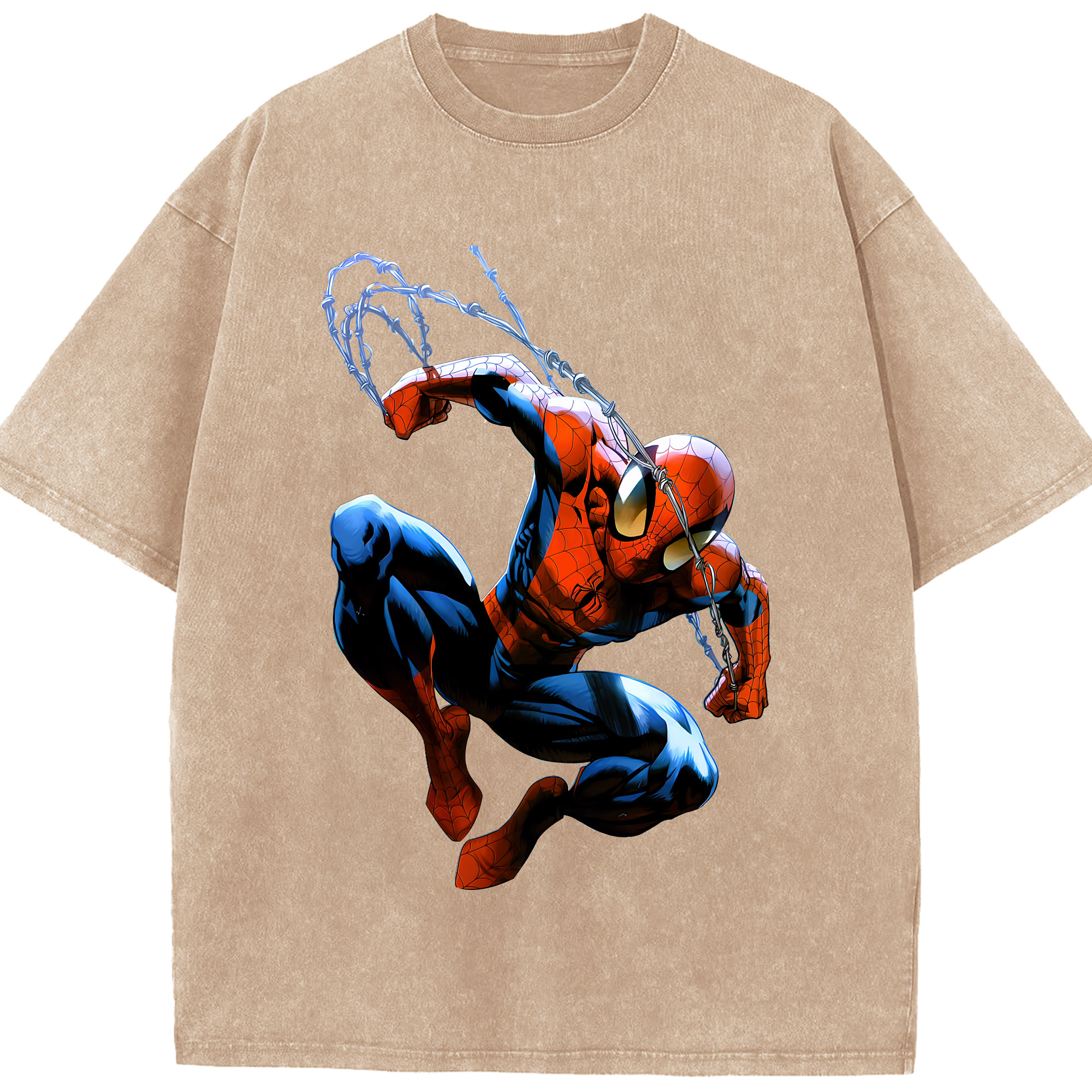 （画像用） Spider Man スパイダーマン 綿100% ヴィンテージ風 半袖Tシャツ（フロントプリント）