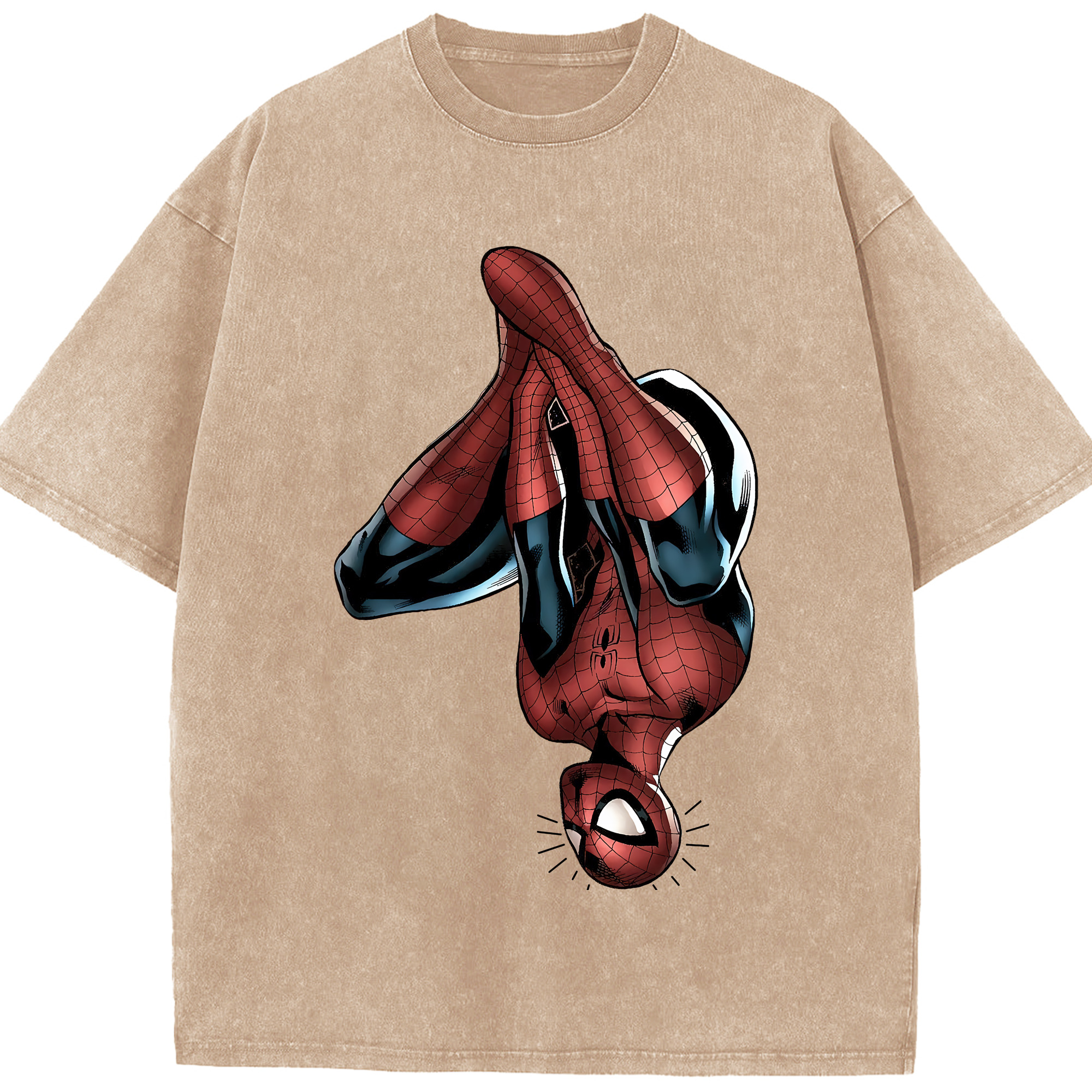 （画像用） Spider Man スパイダーマン 綿100% ヴィンテージ風 半袖Tシャツ（フロントプリント）
