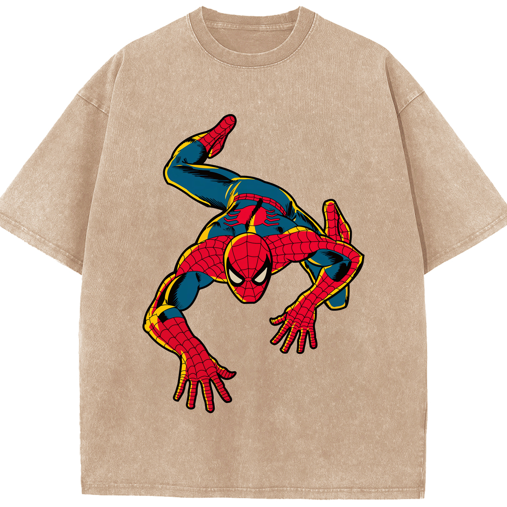 （画像用） Spider Man スパイダーマン 綿100% ヴィンテージ風 半袖Tシャツ（フロントプリント）