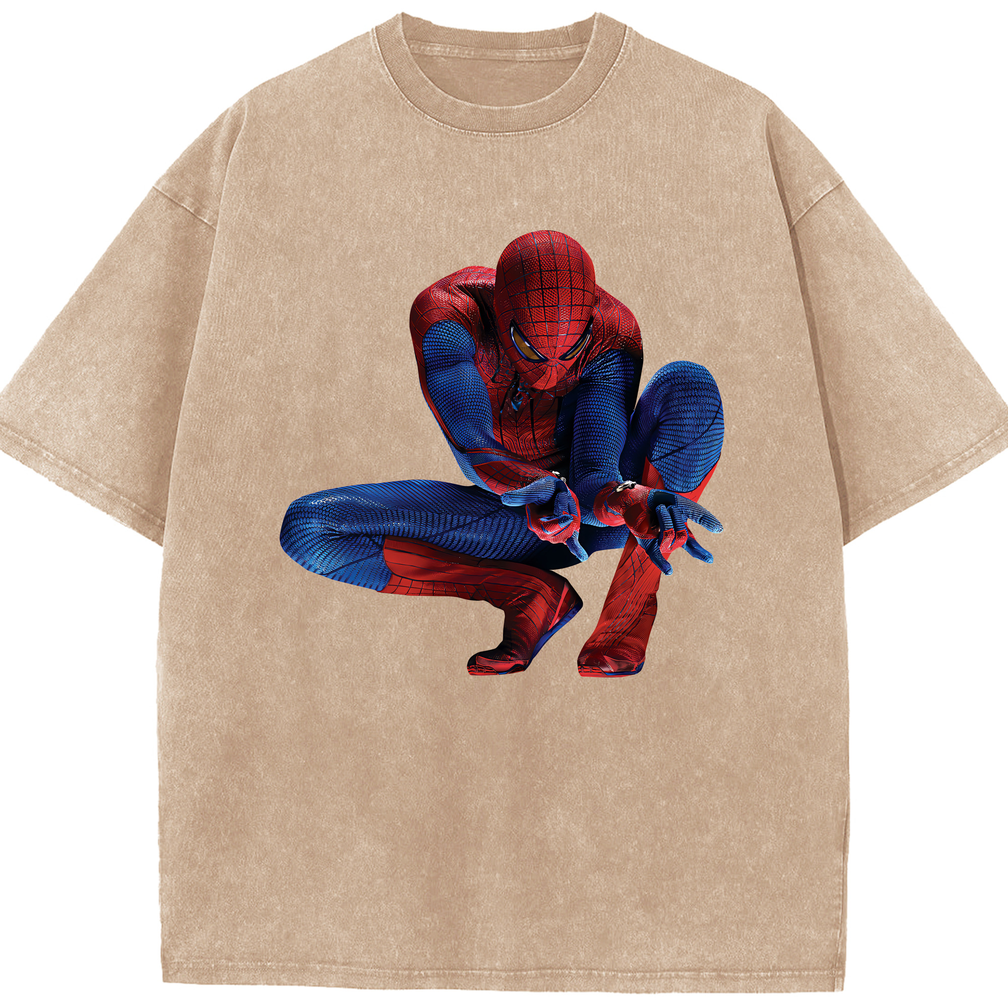（画像用） Spider Man スパイダーマン 綿100% ヴィンテージ風 半袖Tシャツ（フロントプリント）