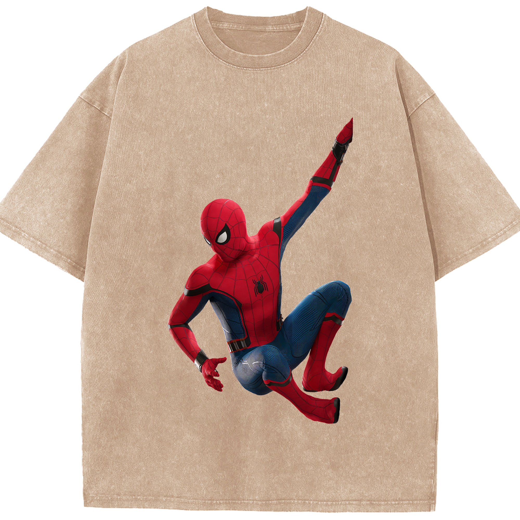 （画像用） Spider Man スパイダーマン 綿100% ヴィンテージ風 半袖Tシャツ（フロントプリント）