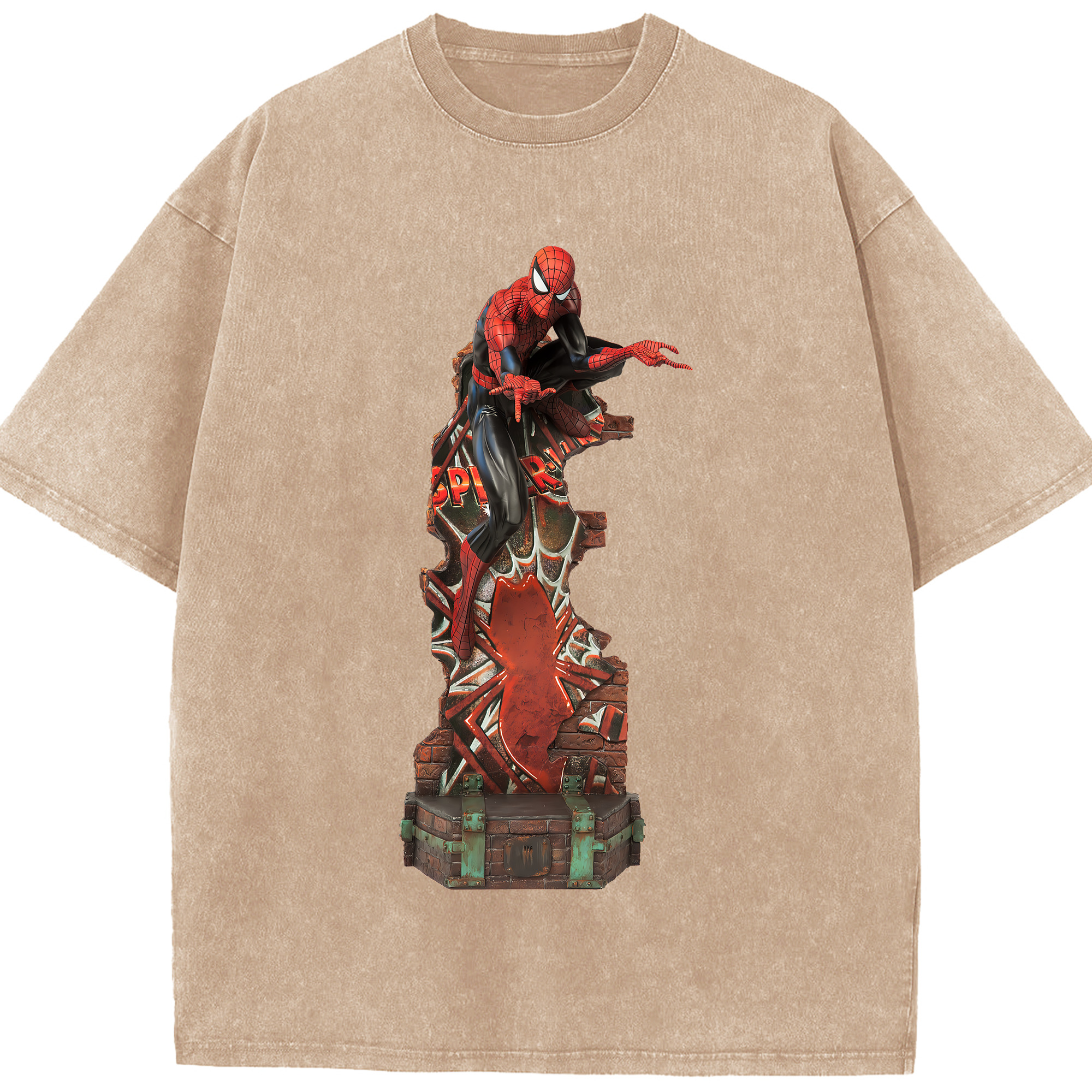 （画像用） Spider Man スパイダーマン 綿100% ヴィンテージ風 半袖Tシャツ（フロントプリント）