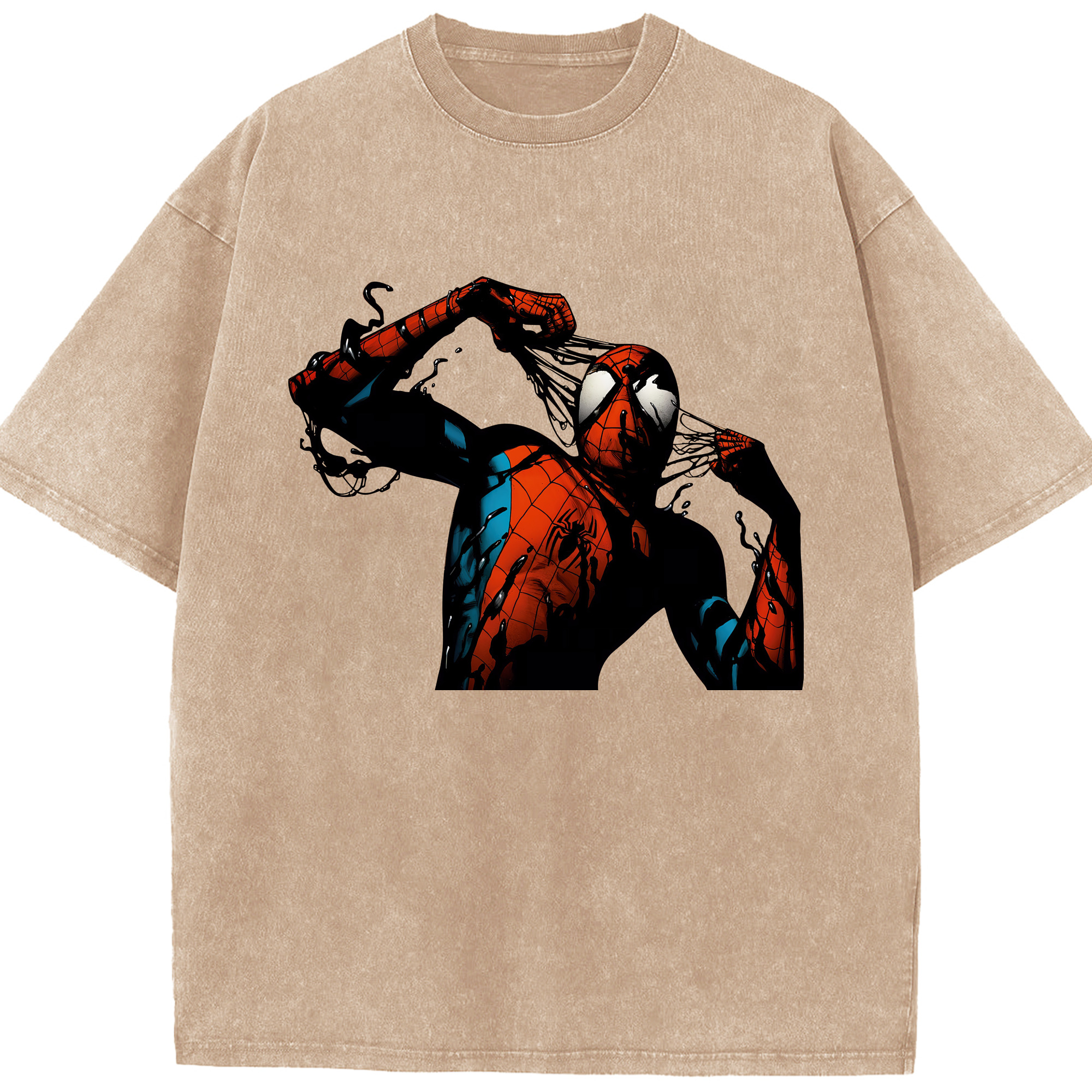 （画像用） Spider Man スパイダーマン 綿100% ヴィンテージ風 半袖Tシャツ（フロントプリント）