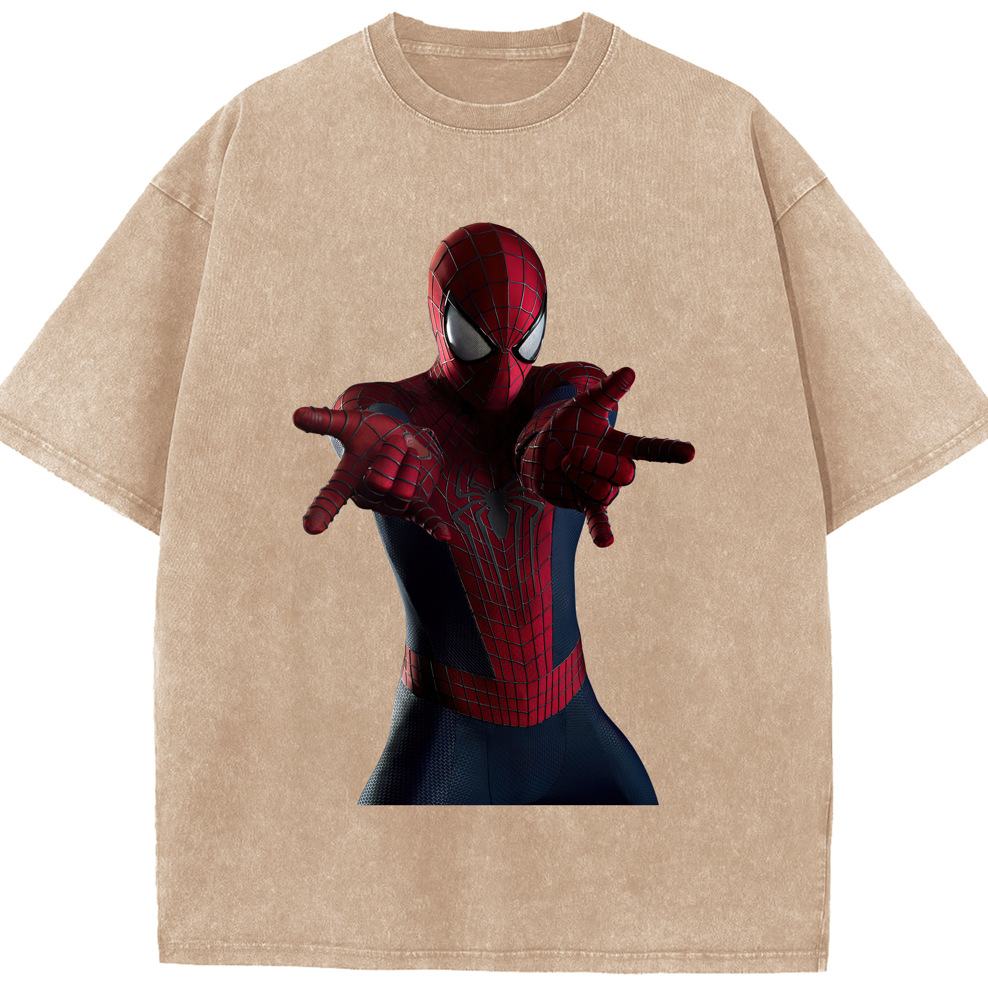 （画像用） Spider Man スパイダーマン 綿100% ヴィンテージ風 半袖Tシャツ（フロントプリント）