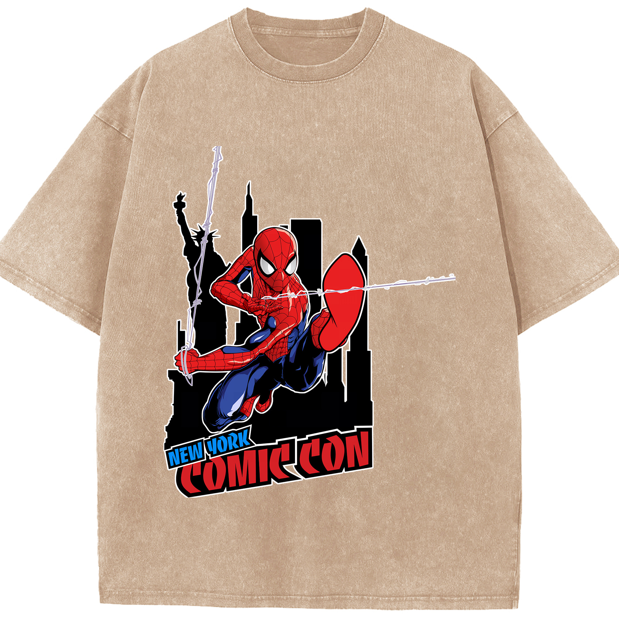 （画像用） Spider Man スパイダーマン 綿100% ヴィンテージ風 半袖Tシャツ（フロントプリント）