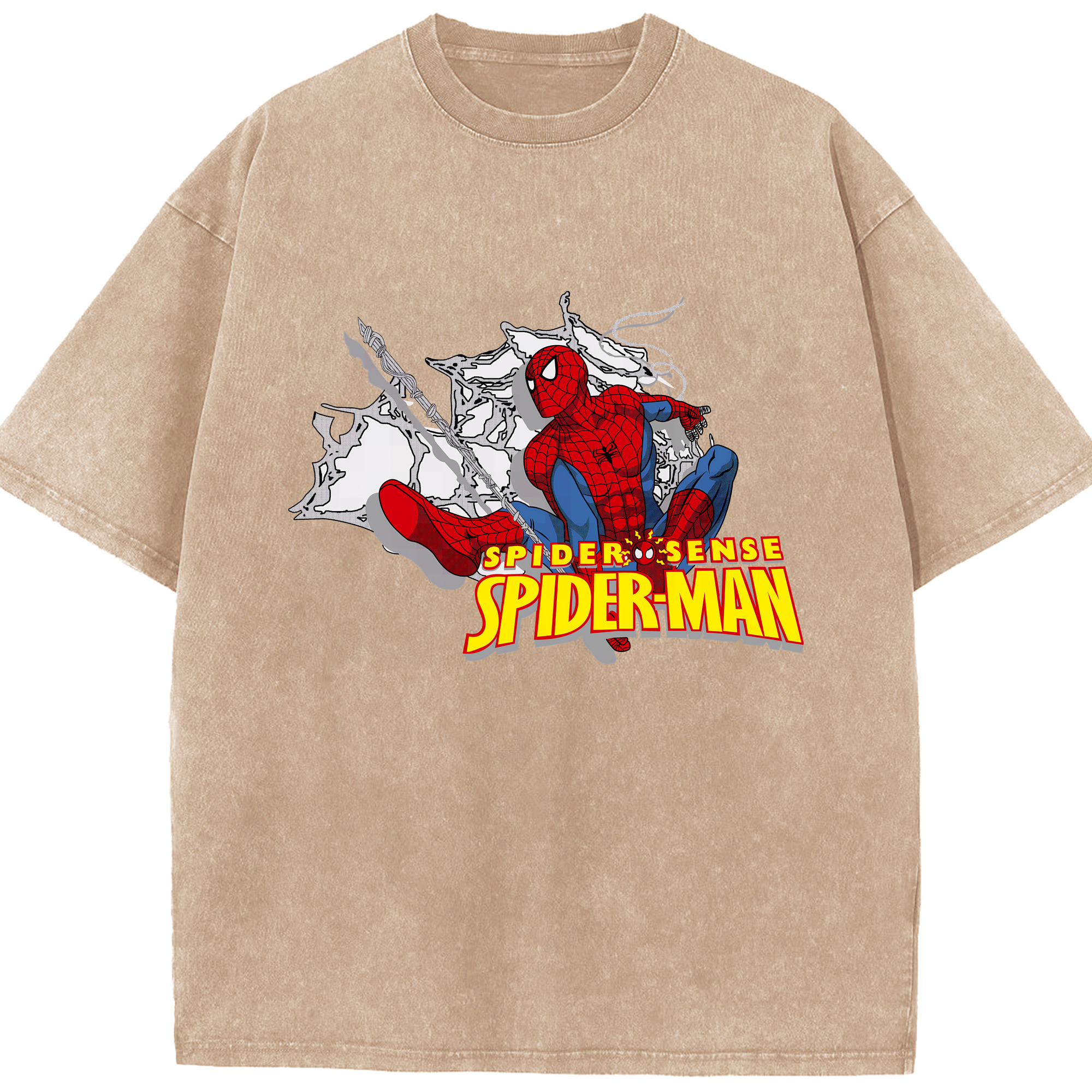 （画像用） Spider Man スパイダーマン 綿100% ヴィンテージ風 半袖Tシャツ（フロントプリント）