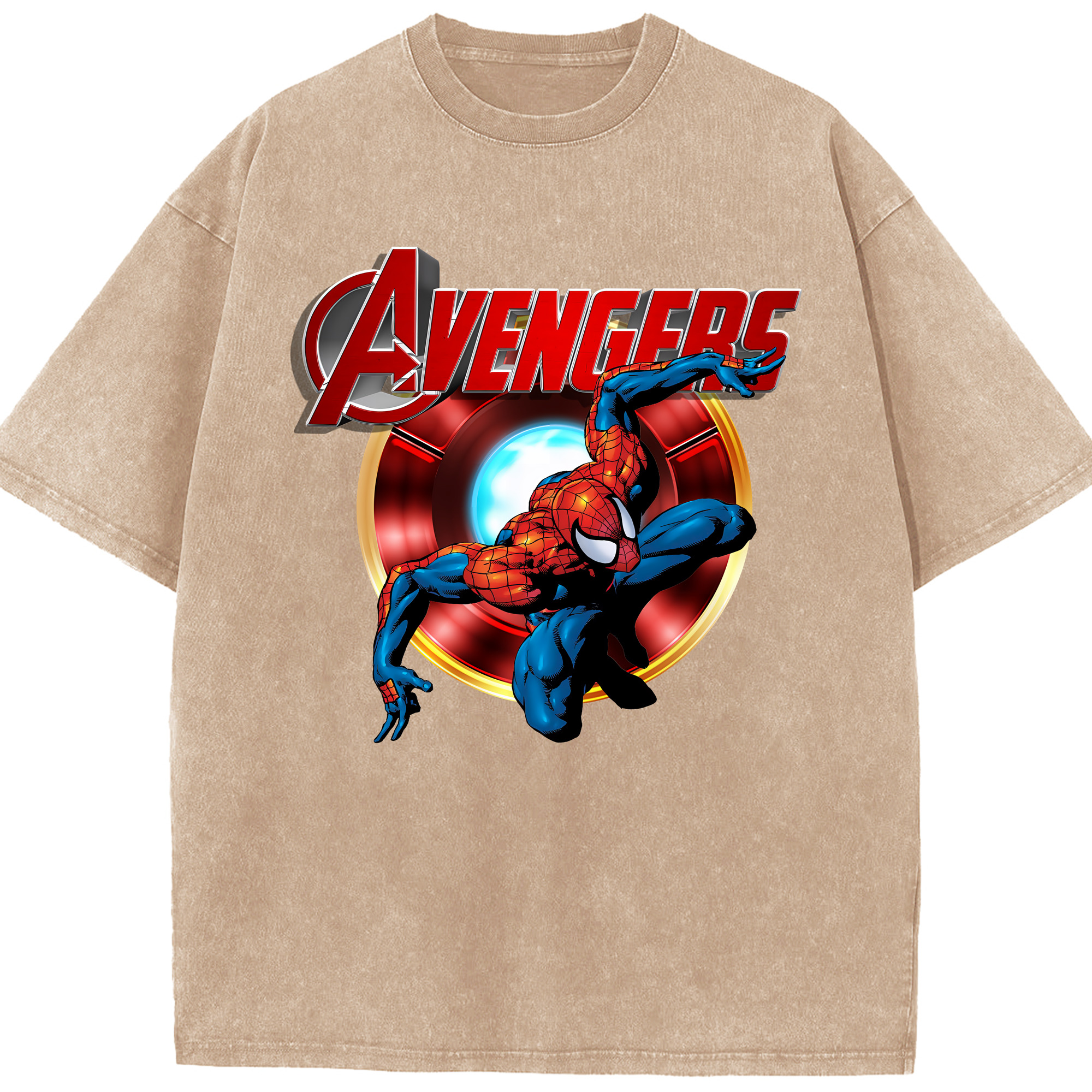 （画像用） Spider Man スパイダーマン 綿100% ヴィンテージ風 半袖Tシャツ（フロントプリント）