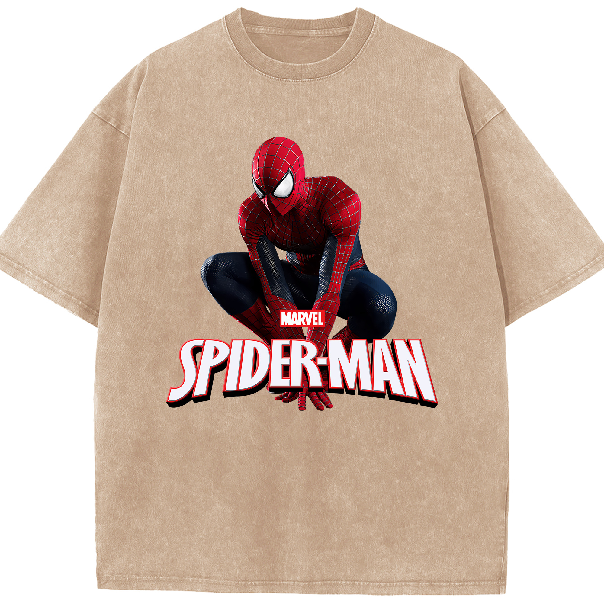 （画像用） Spider Man スパイダーマン 綿100% ヴィンテージ風 半袖Tシャツ（フロントプリント）