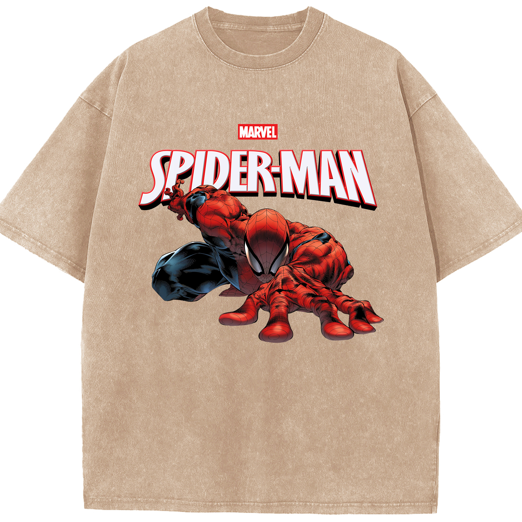 （画像用） Spider Man スパイダーマン 綿100% ヴィンテージ風 半袖Tシャツ（フロントプリント）