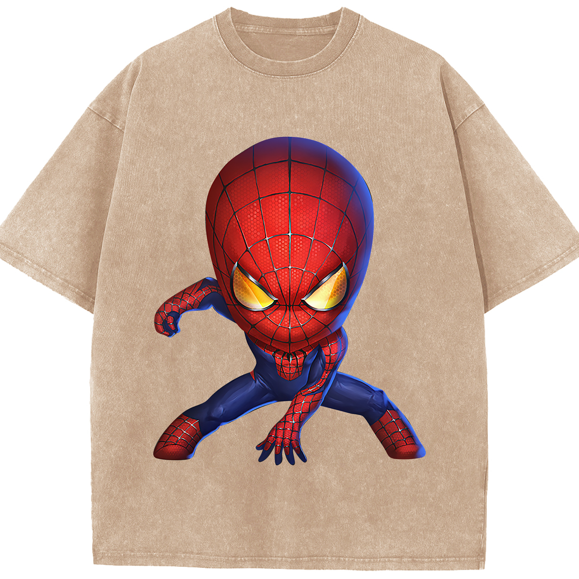 （画像用） Spider Man スパイダーマン 綿100% ヴィンテージ風 半袖Tシャツ（フロントプリント）