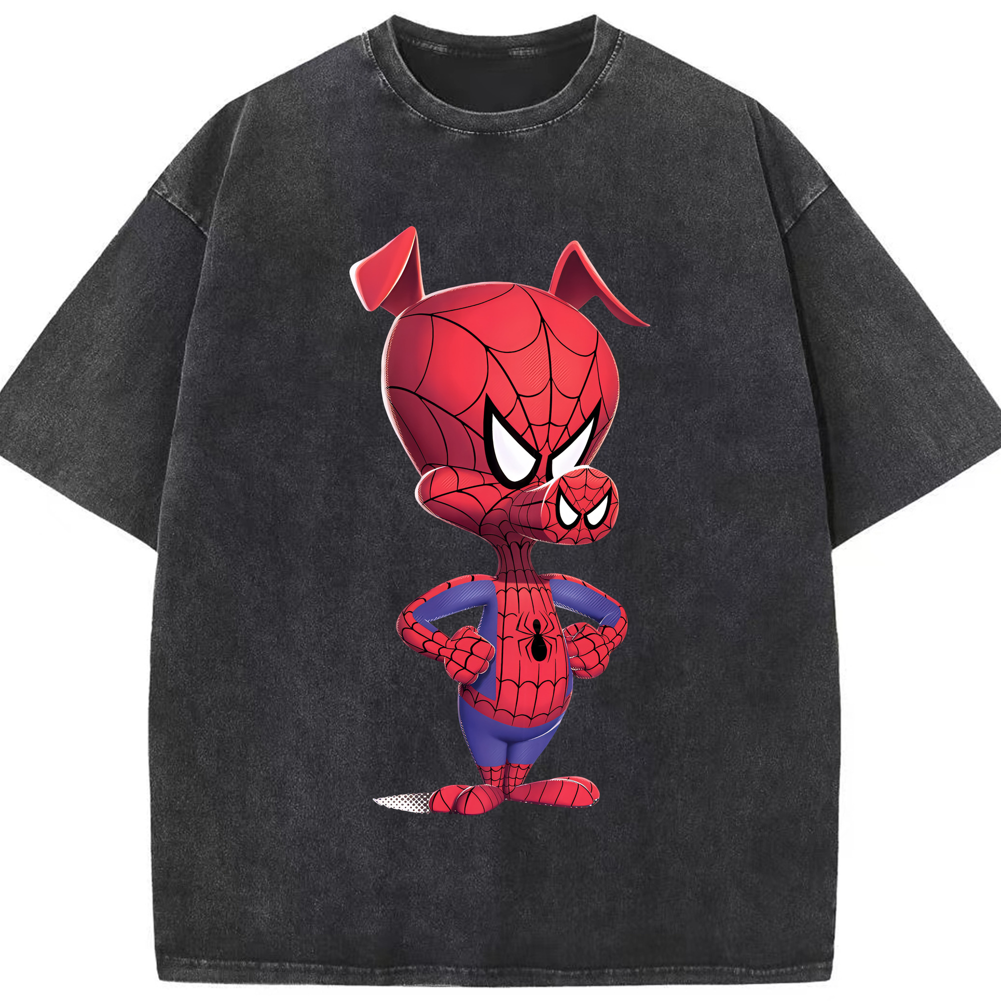 （画像用） Spider Man スパイダーマン 綿100% ヴィンテージ風 半袖Tシャツ（フロントプリント）