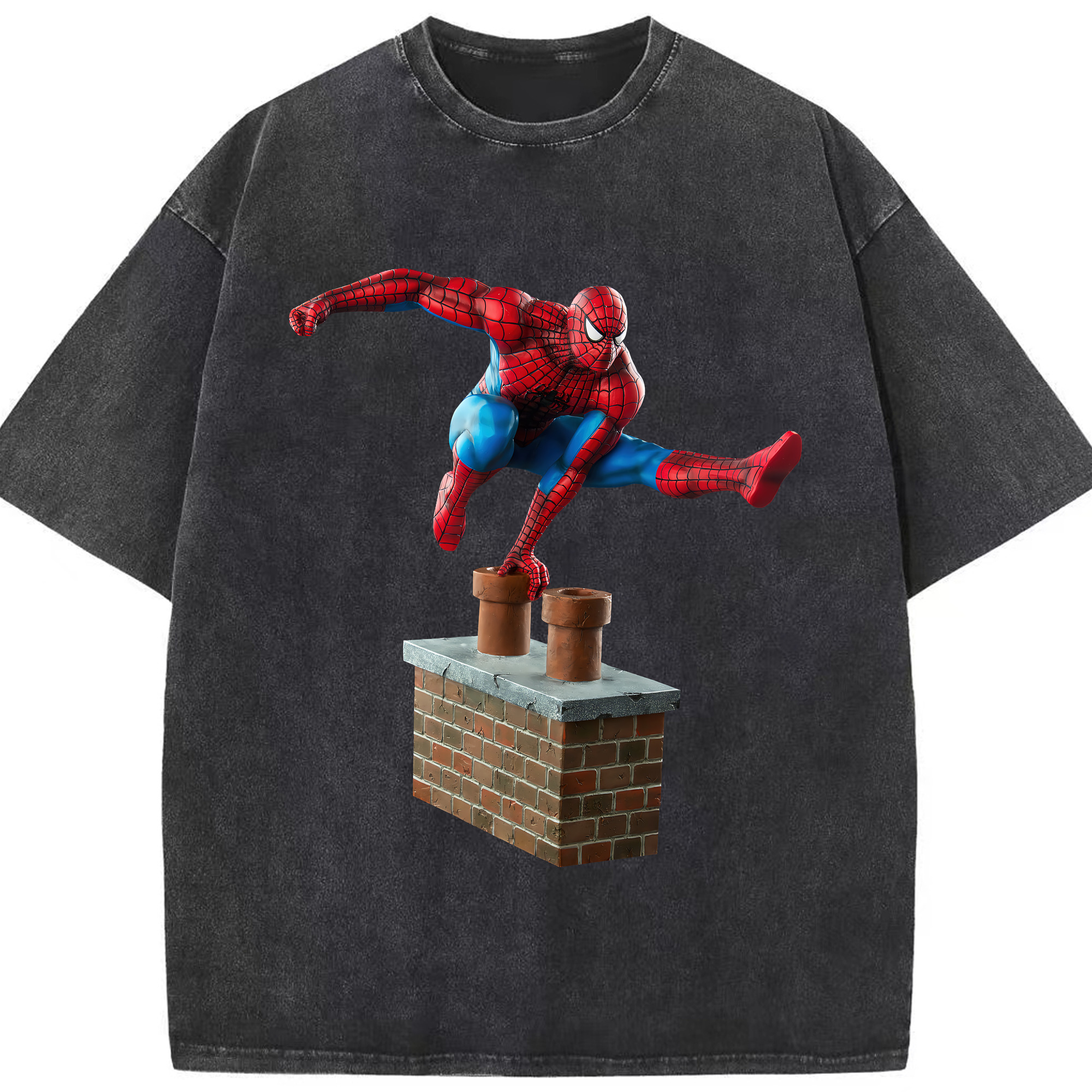 （画像用） Spider Man スパイダーマン 綿100% ヴィンテージ風 半袖Tシャツ（フロントプリント）