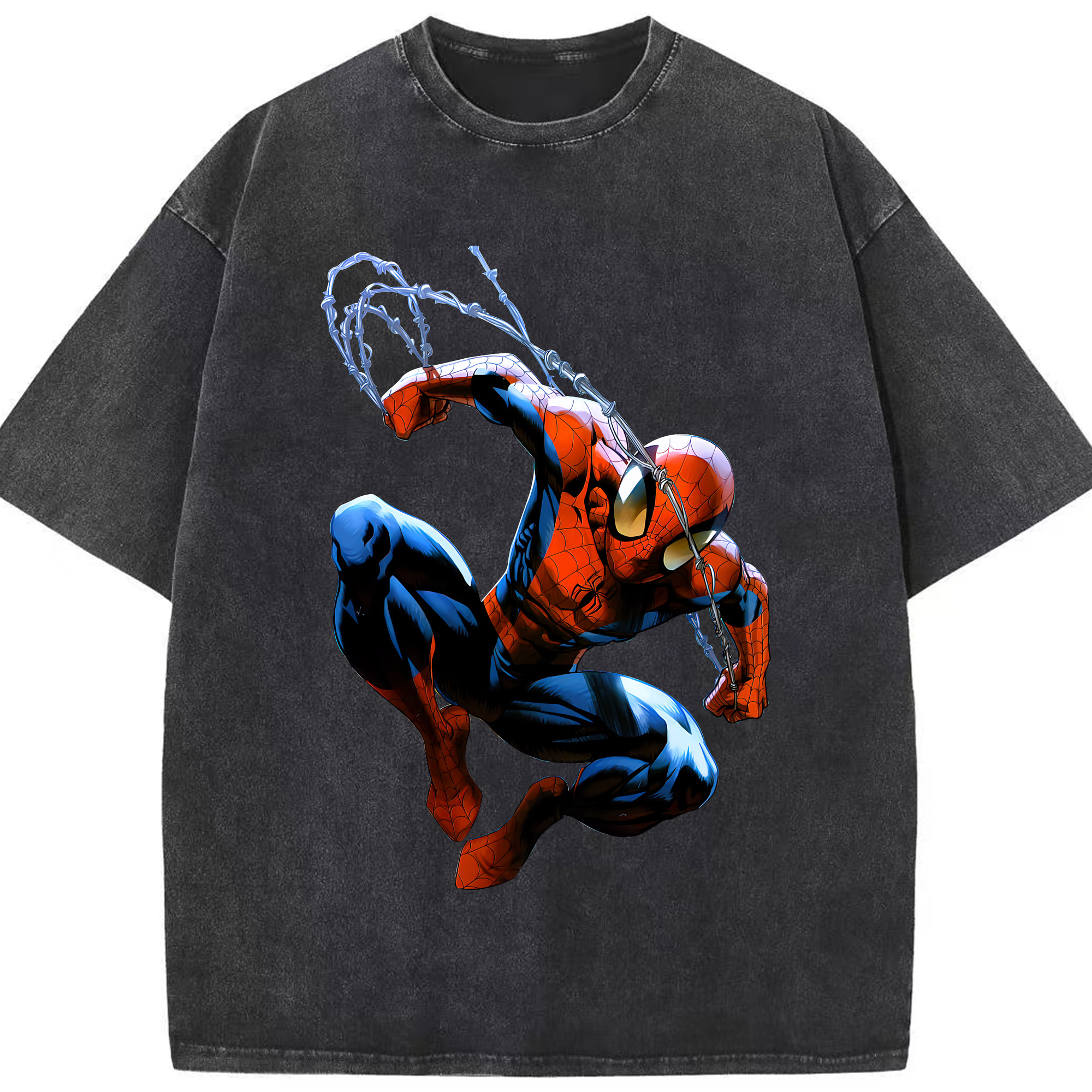 （画像用） Spider Man スパイダーマン 綿100% ヴィンテージ風 半袖Tシャツ（フロントプリント）