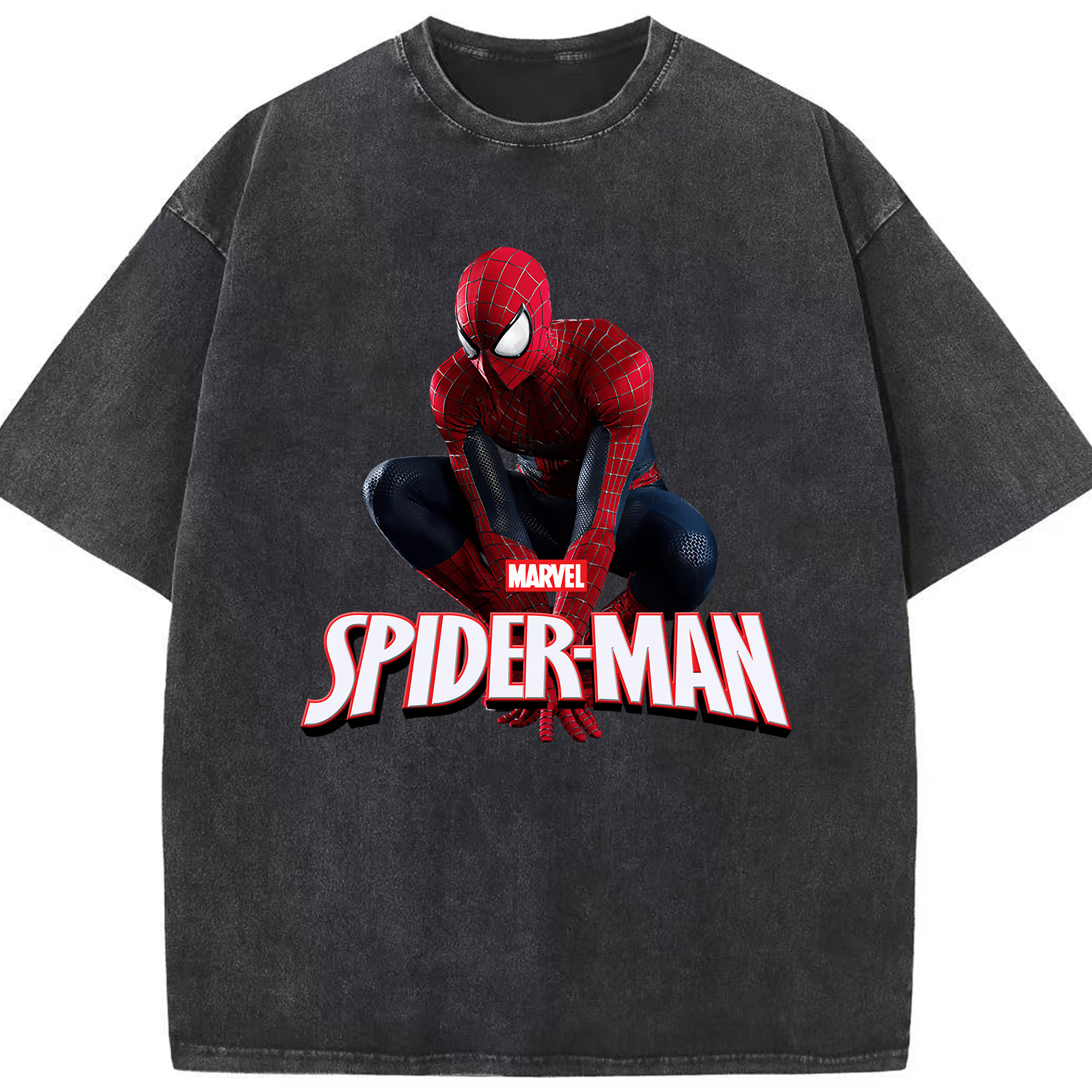 （画像用） Spider Man スパイダーマン 綿100% ヴィンテージ風 半袖Tシャツ（フロントプリント）