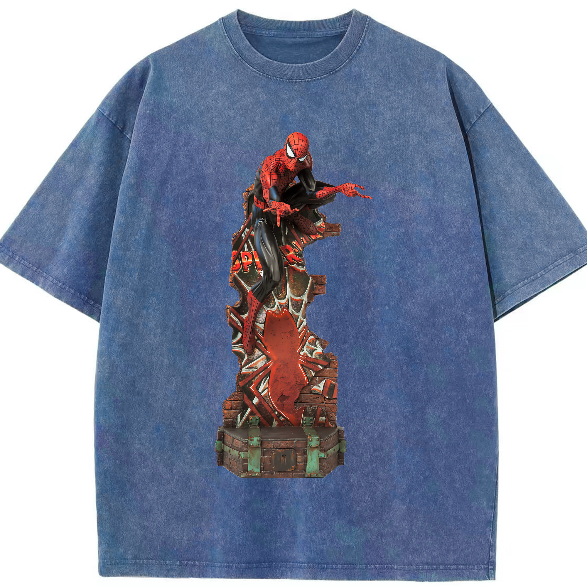 （画像用） Spider Man スパイダーマン 綿100% ヴィンテージ風 半袖Tシャツ（フロントプリント）