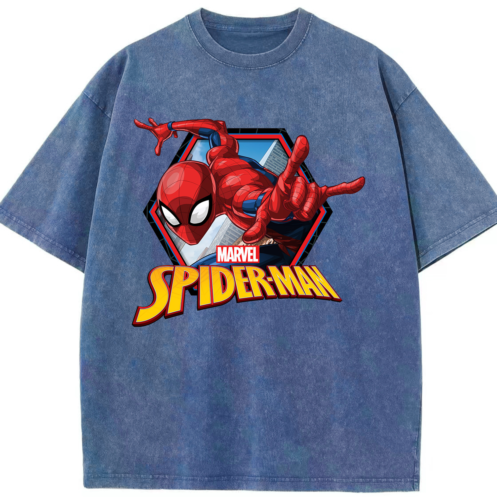 （画像用） Spider Man スパイダーマン 綿100% ヴィンテージ風 半袖Tシャツ（フロントプリント）