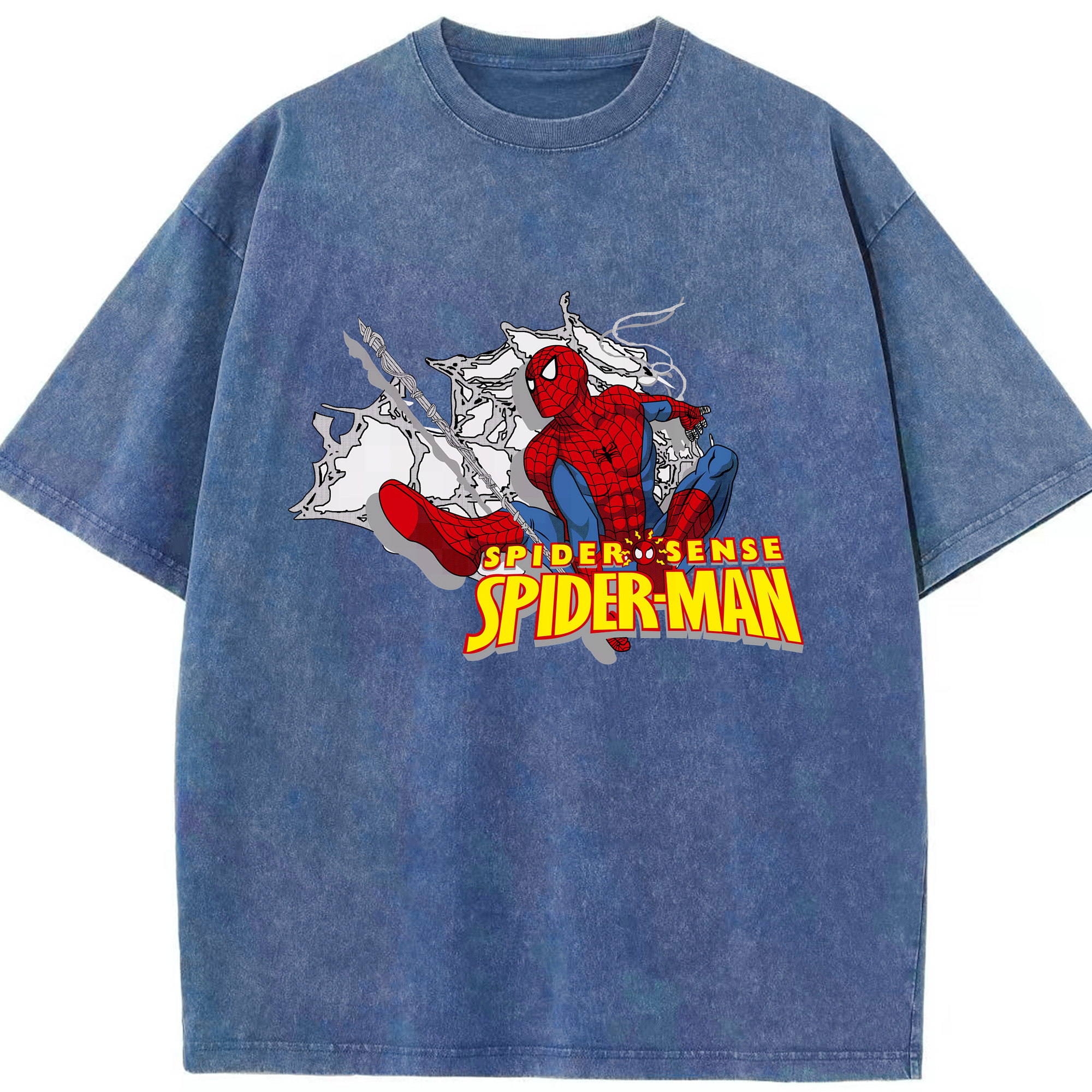（画像用） Spider Man スパイダーマン 綿100% ヴィンテージ風 半袖Tシャツ（フロントプリント）
