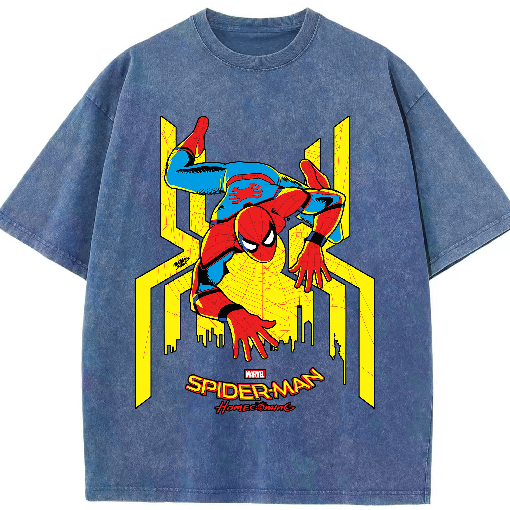 （画像用） Spider Man スパイダーマン 綿100% ヴィンテージ風 半袖Tシャツ（フロントプリント）
