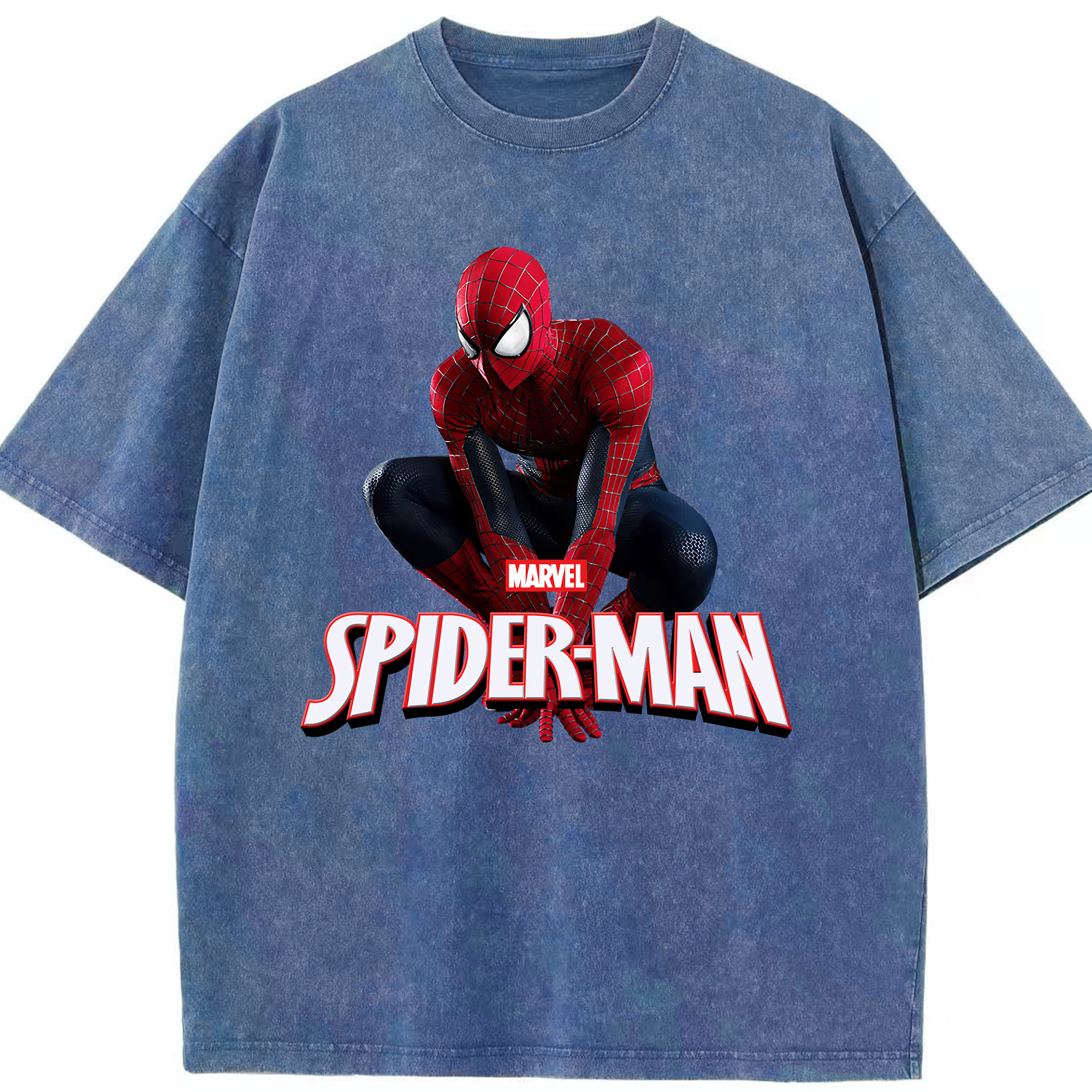 （画像用） Spider Man スパイダーマン 綿100% ヴィンテージ風 半袖Tシャツ（フロントプリント）