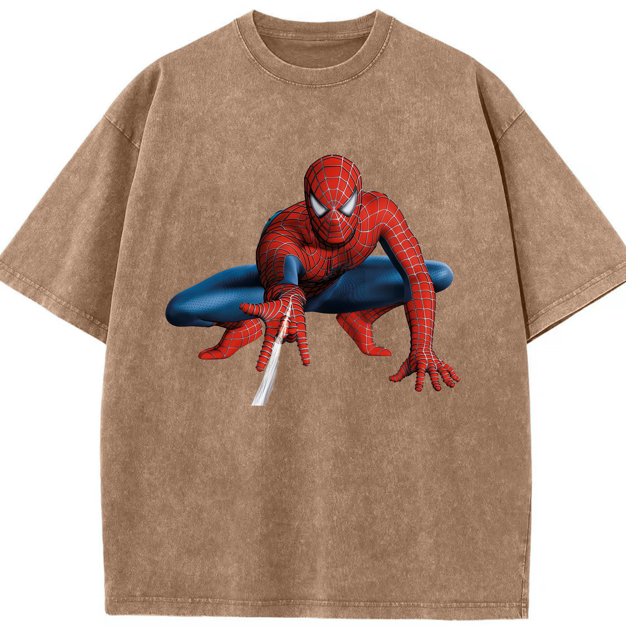（画像用） Spider Man スパイダーマン 綿100% ヴィンテージ風 半袖Tシャツ（フロントプリント）