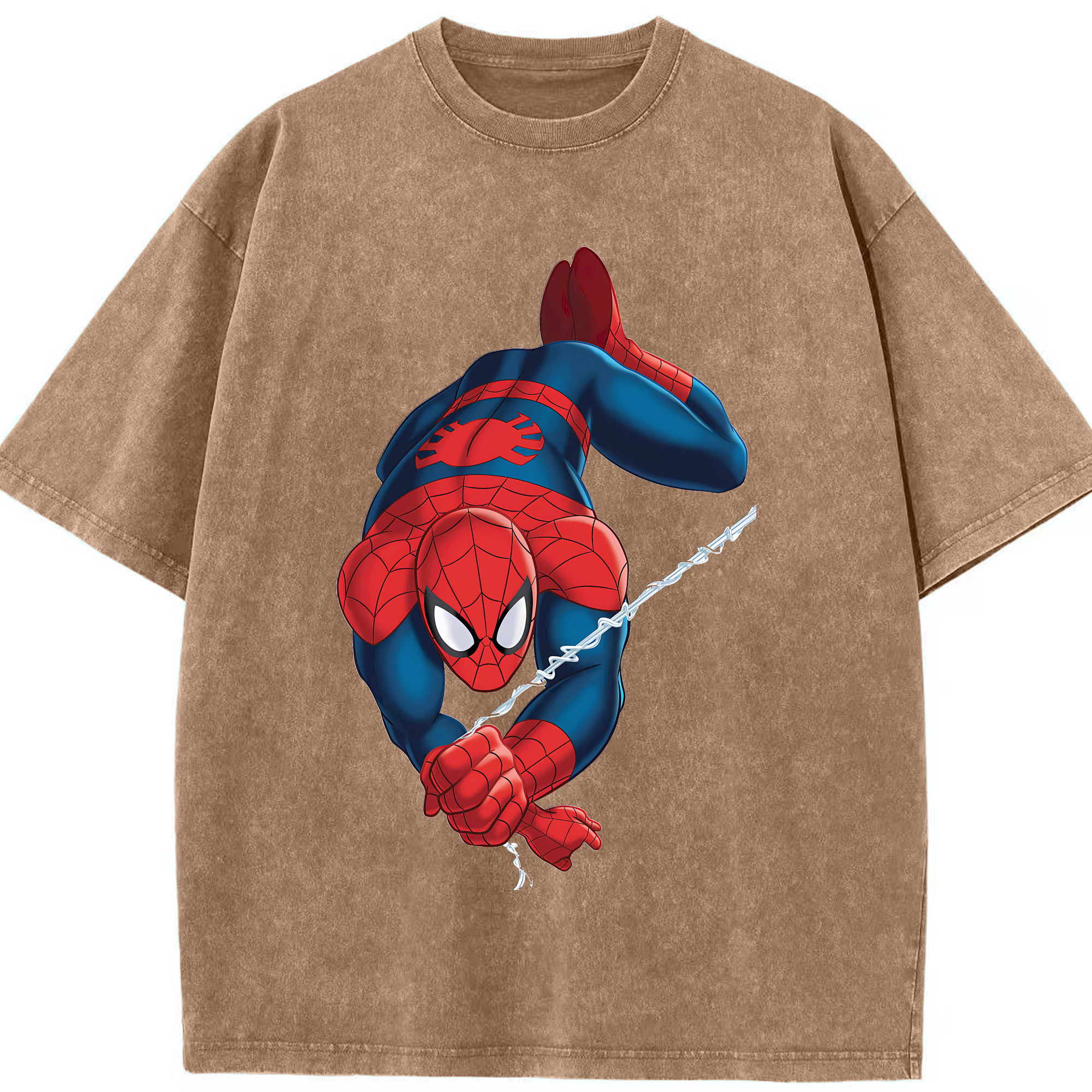 （画像用） Spider Man スパイダーマン 綿100% ヴィンテージ風 半袖Tシャツ（フロントプリント）