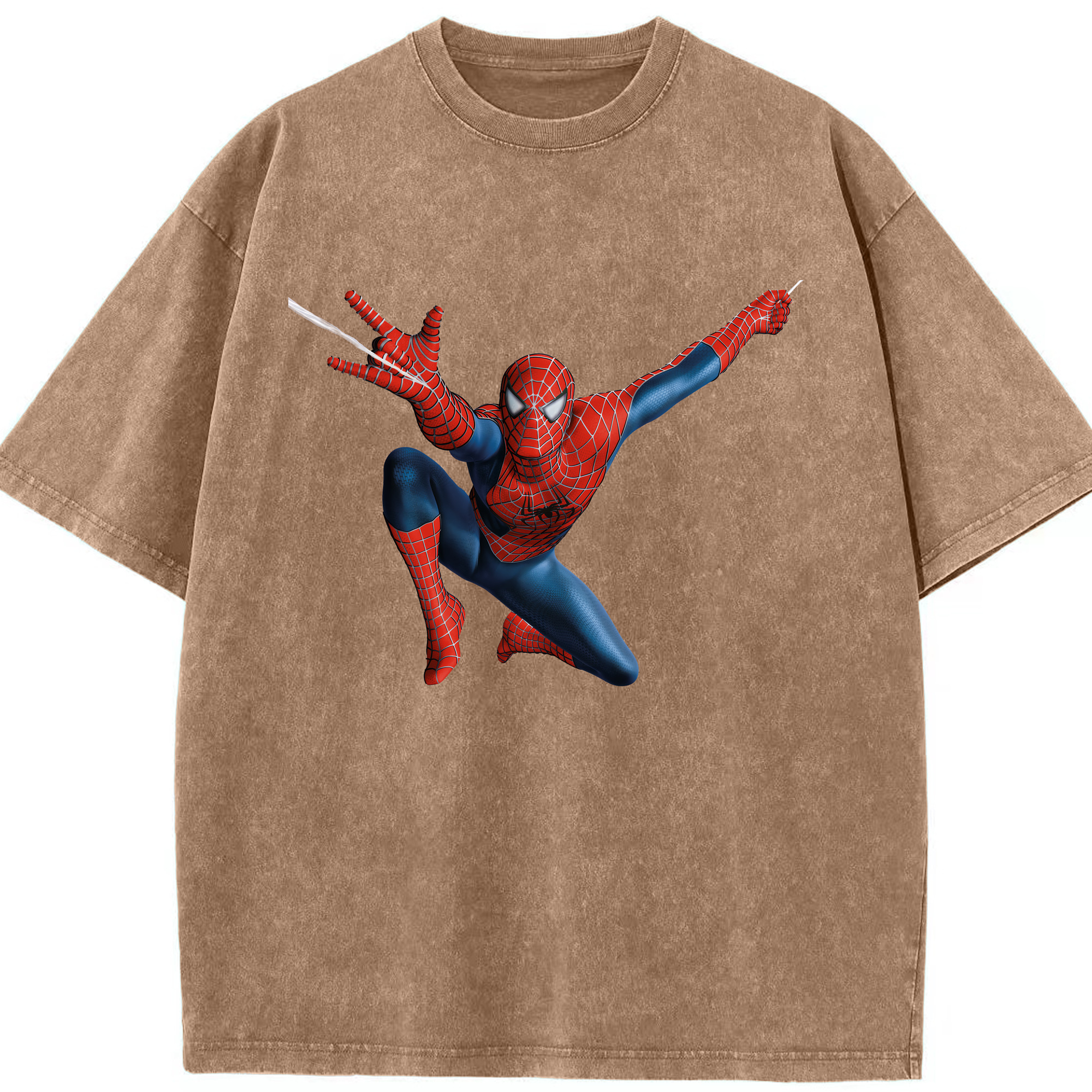 （画像用） Spider Man スパイダーマン 綿100% ヴィンテージ風 半袖Tシャツ（フロントプリント）