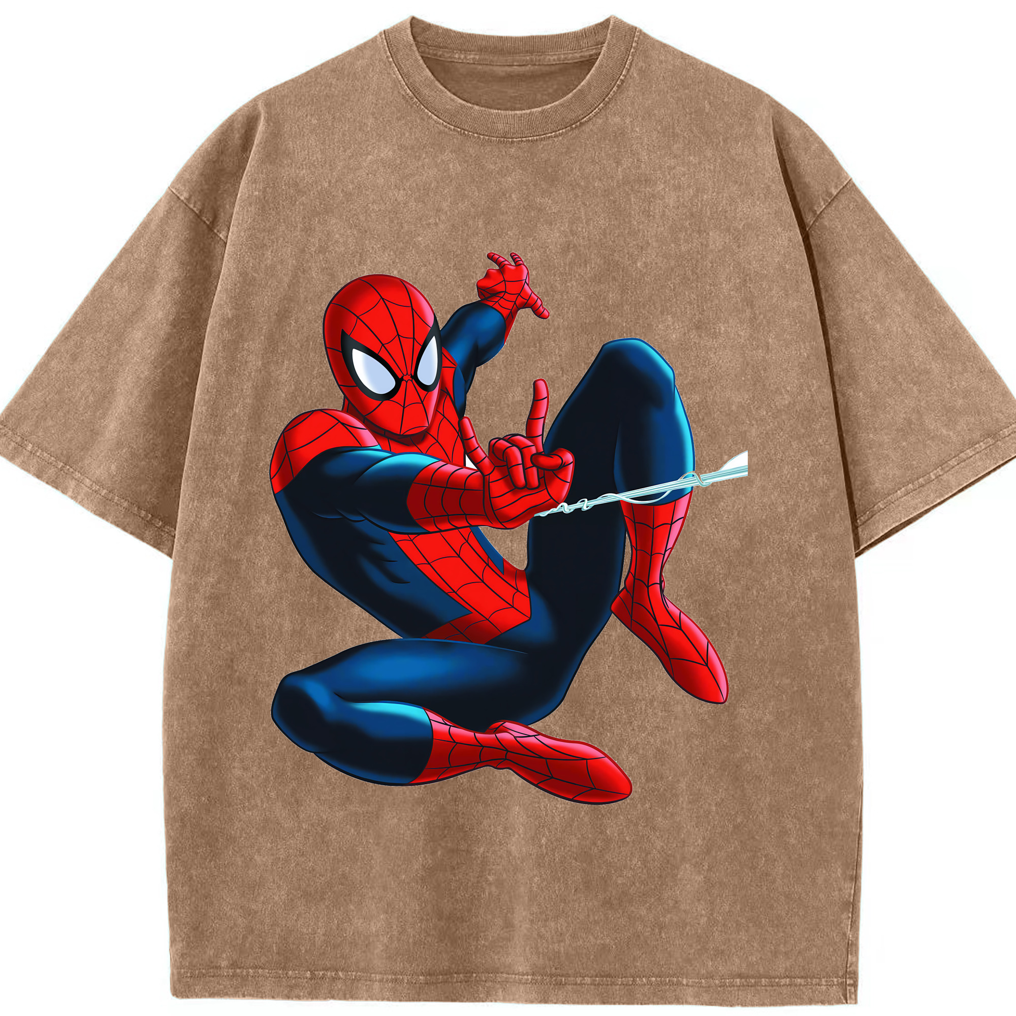 （画像用） Spider Man スパイダーマン 綿100% ヴィンテージ風 半袖Tシャツ（フロントプリント）