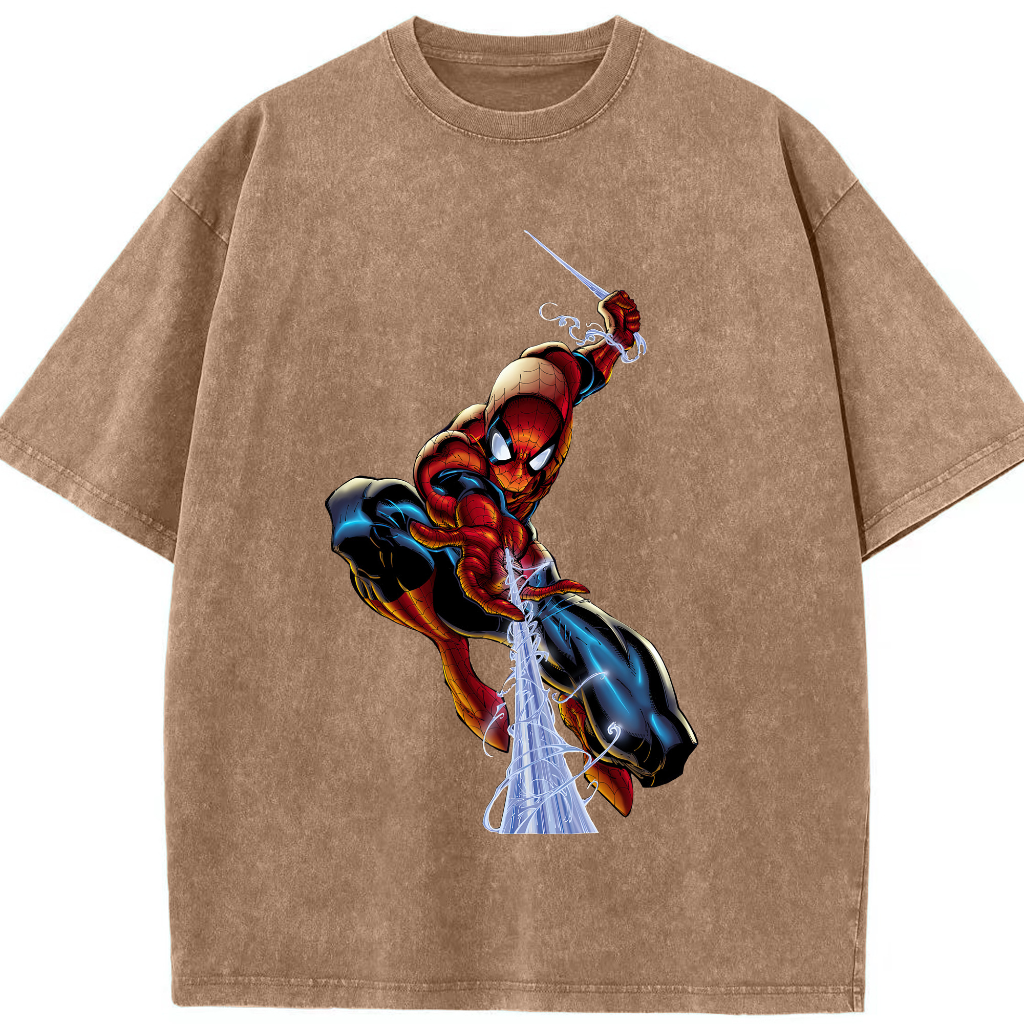 （画像用） Spider Man スパイダーマン 綿100% ヴィンテージ風 半袖Tシャツ（フロントプリント）