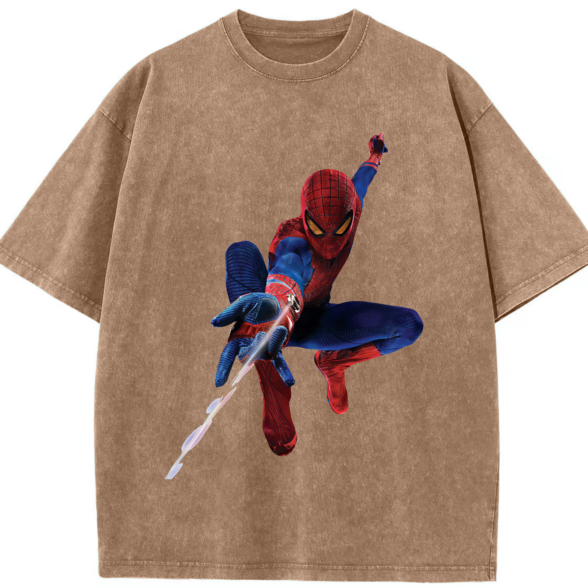 （画像用） Spider Man スパイダーマン 綿100% ヴィンテージ風 半袖Tシャツ（フロントプリント）
