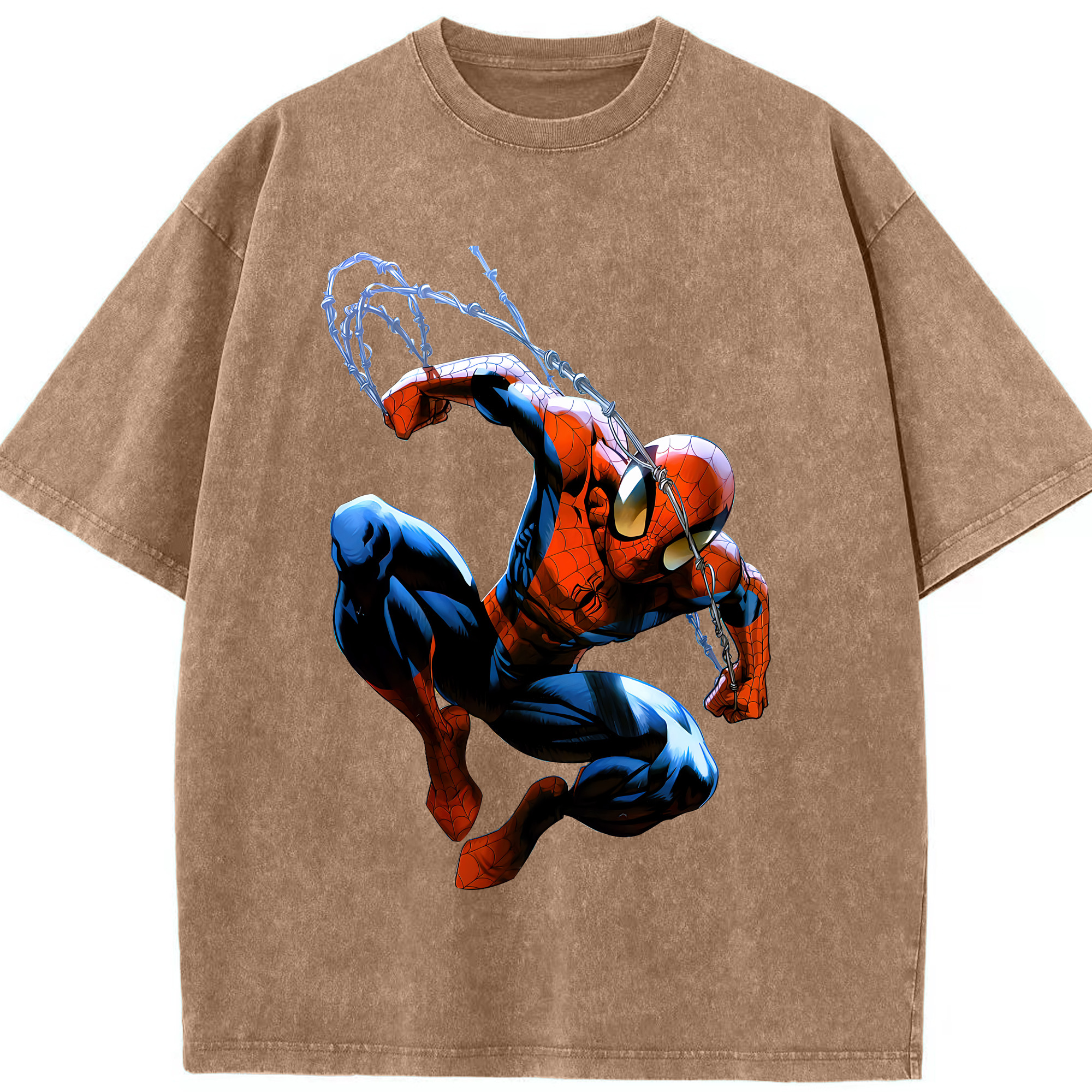 （画像用） Spider Man スパイダーマン 綿100% ヴィンテージ風 半袖Tシャツ（フロントプリント）