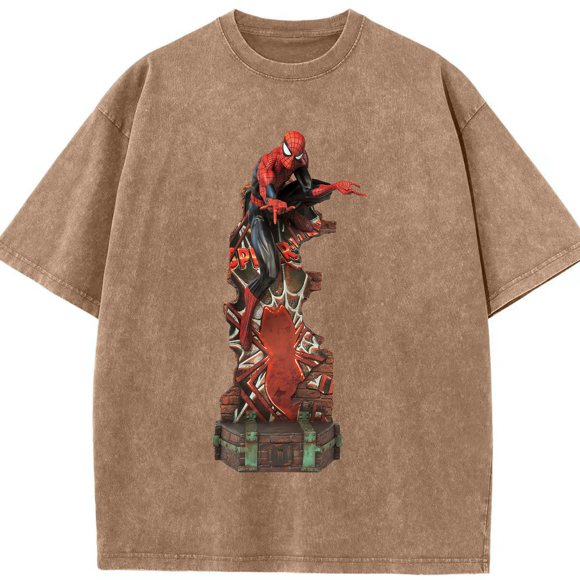 （画像用） Spider Man スパイダーマン 綿100% ヴィンテージ風 半袖Tシャツ（フロントプリント）
