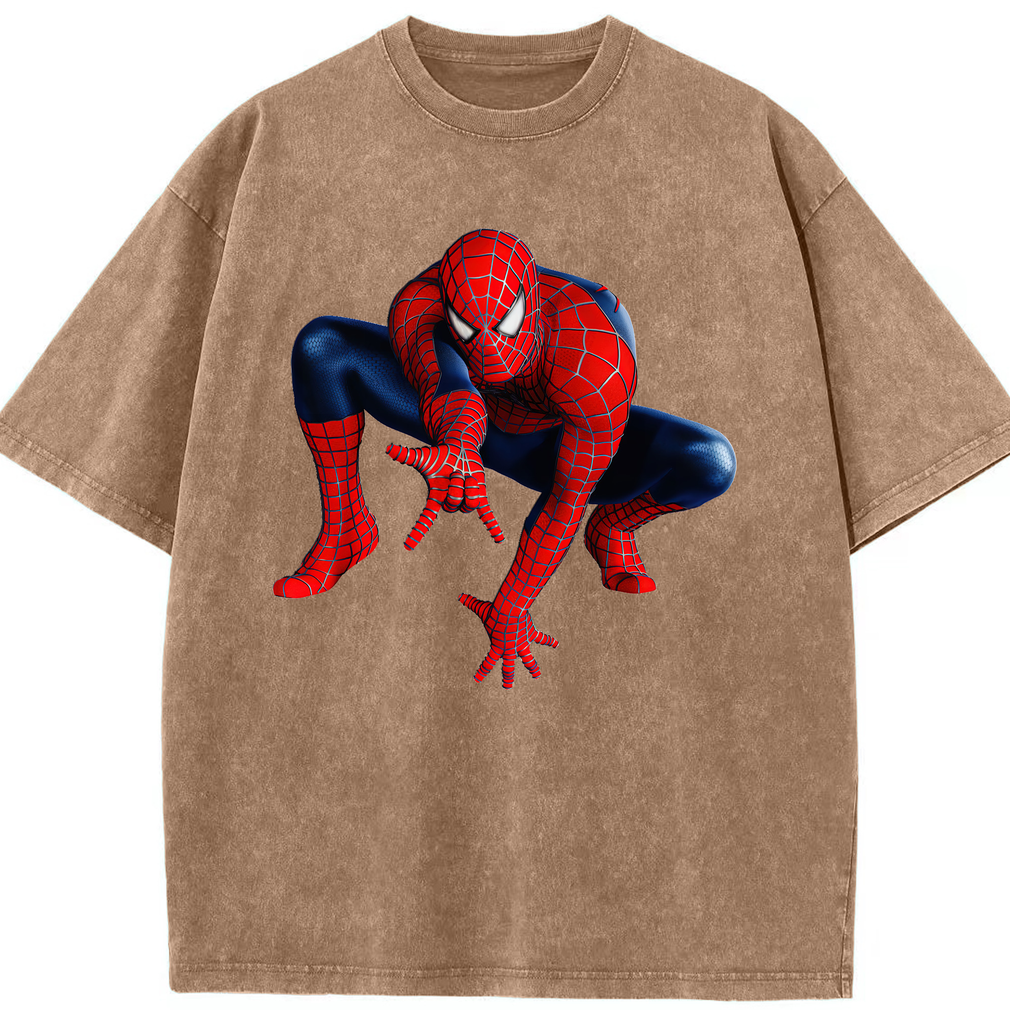 （画像用） Spider Man スパイダーマン 綿100% ヴィンテージ風 半袖Tシャツ（フロントプリント）