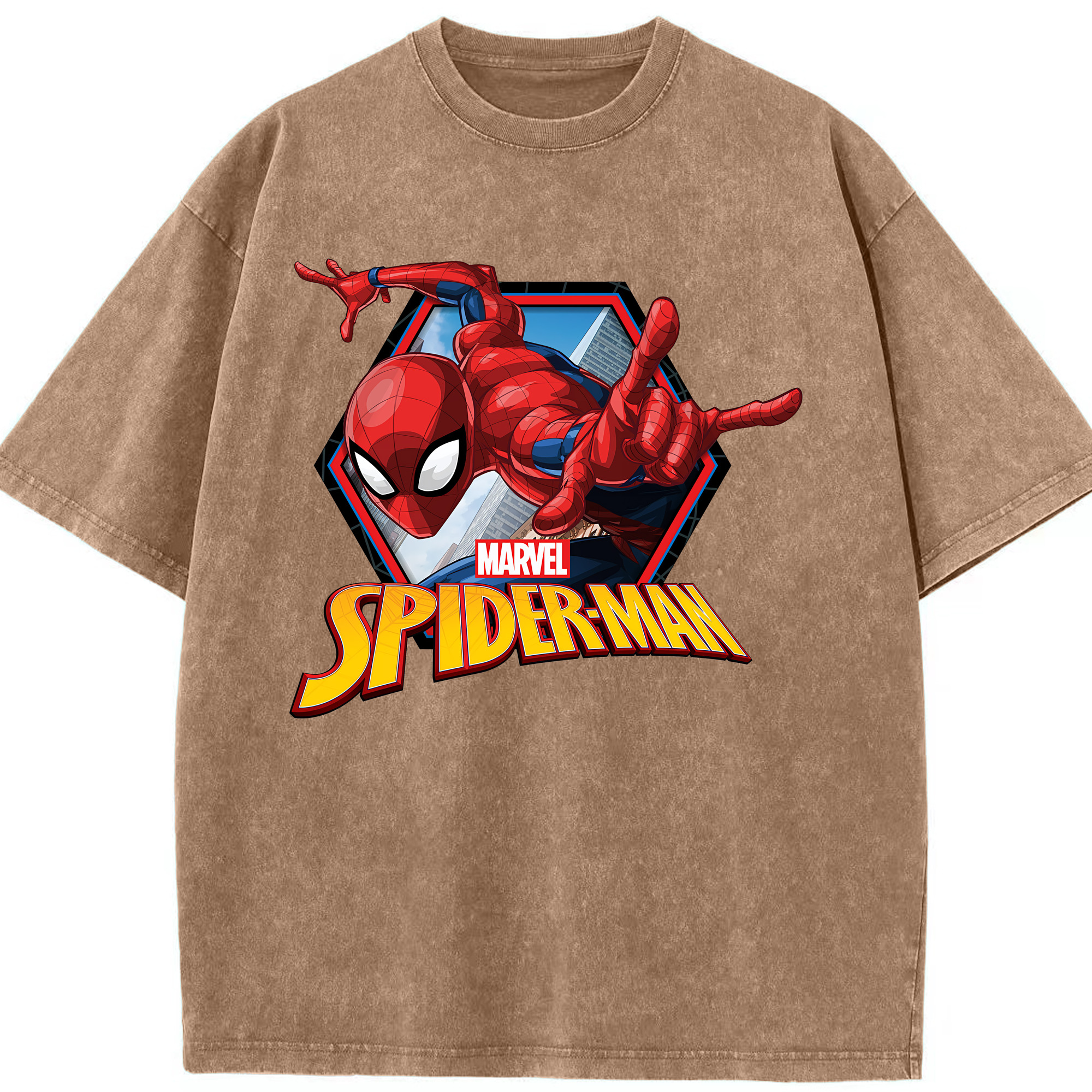 （画像用） Spider Man スパイダーマン 綿100% ヴィンテージ風 半袖Tシャツ（フロントプリント）