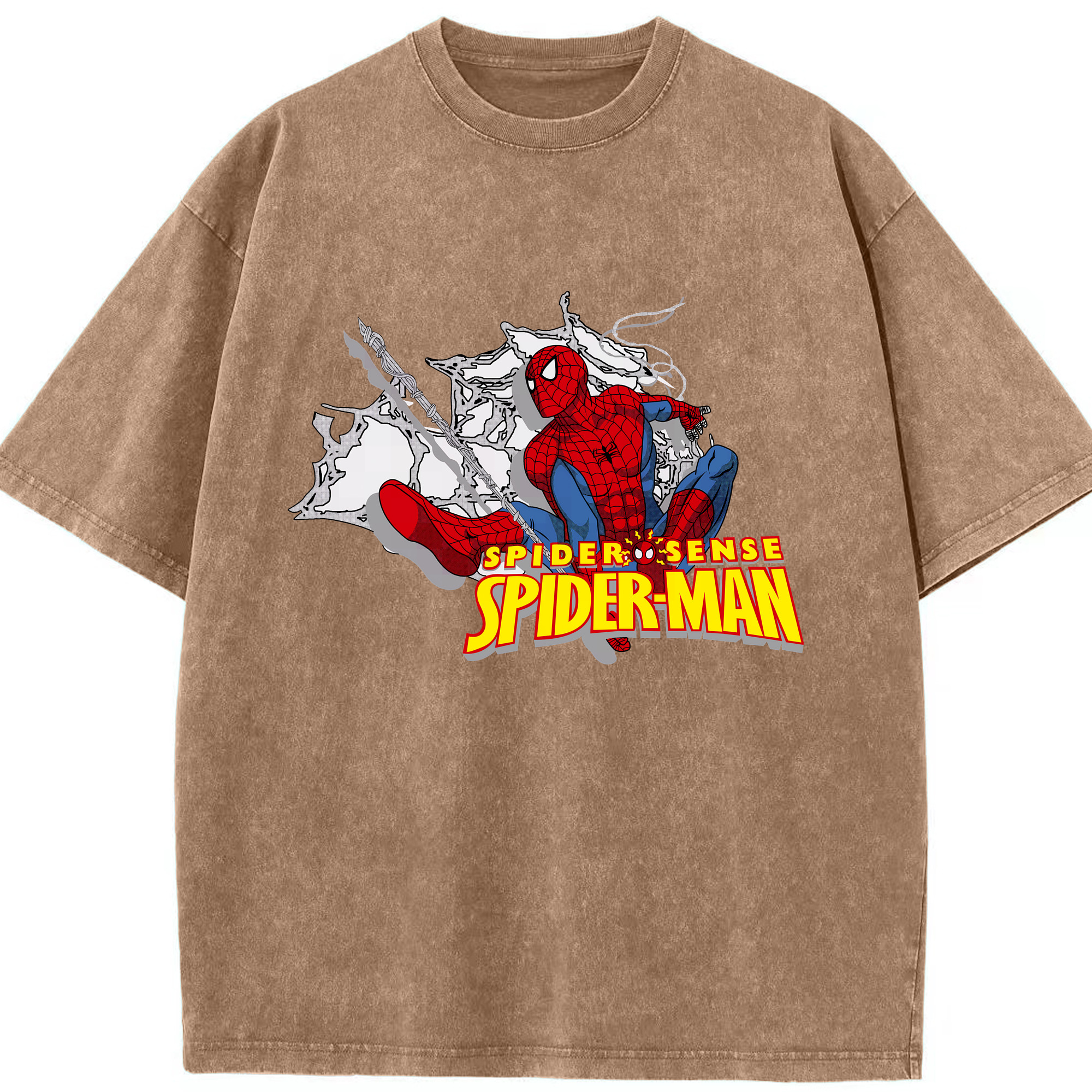 （画像用） Spider Man スパイダーマン 綿100% ヴィンテージ風 半袖Tシャツ（フロントプリント）