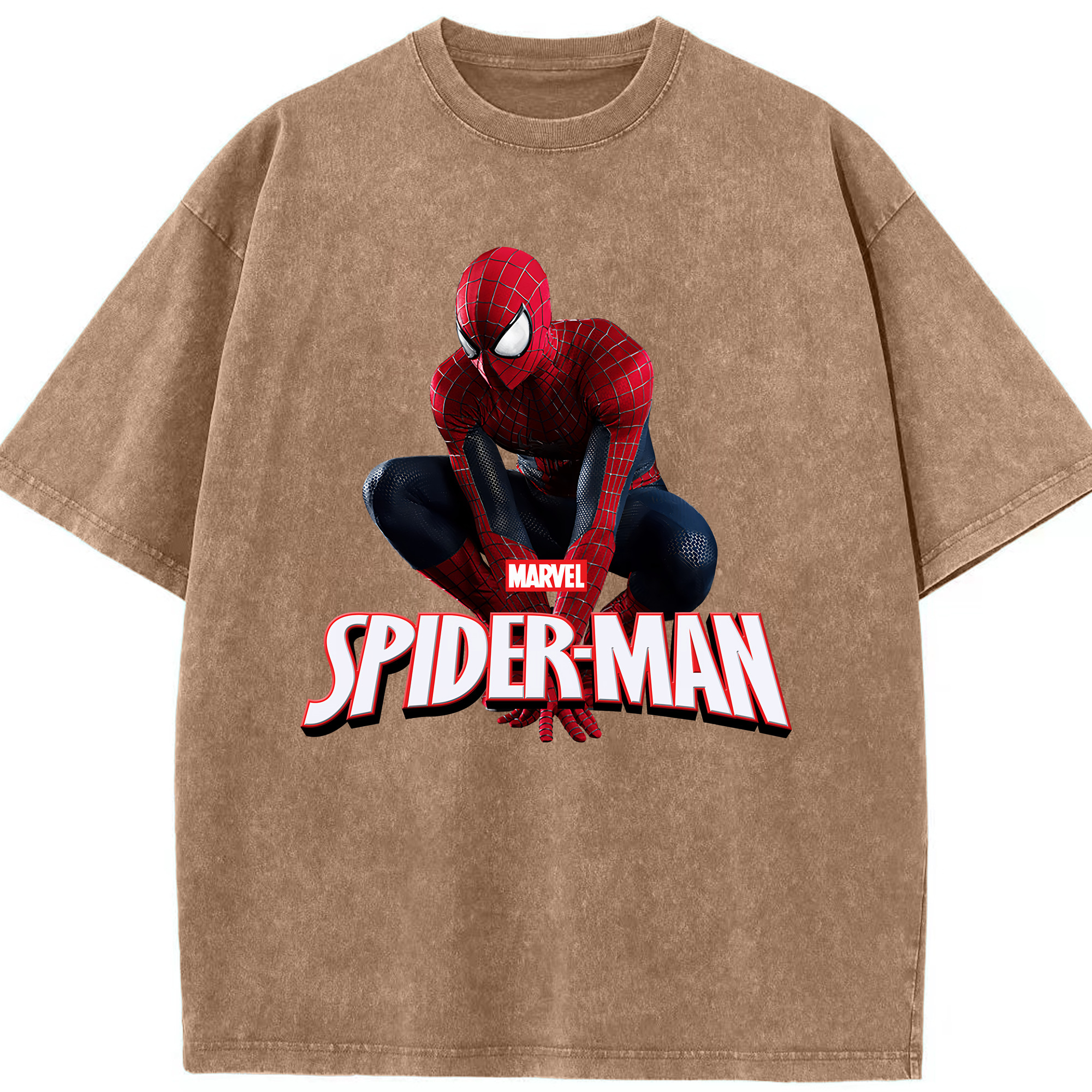 （画像用） Spider Man スパイダーマン 綿100% ヴィンテージ風 半袖Tシャツ（フロントプリント）