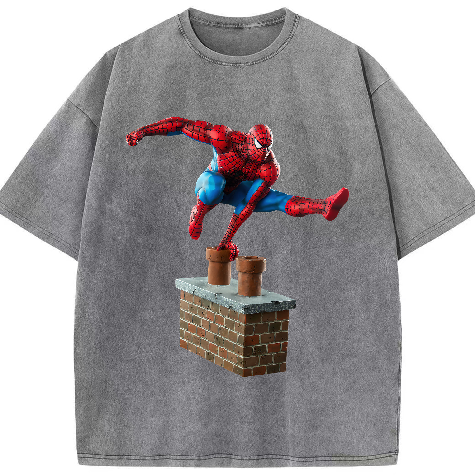 （画像用） Spider Man スパイダーマン 綿100% ヴィンテージ風 半袖Tシャツ（フロントプリント）