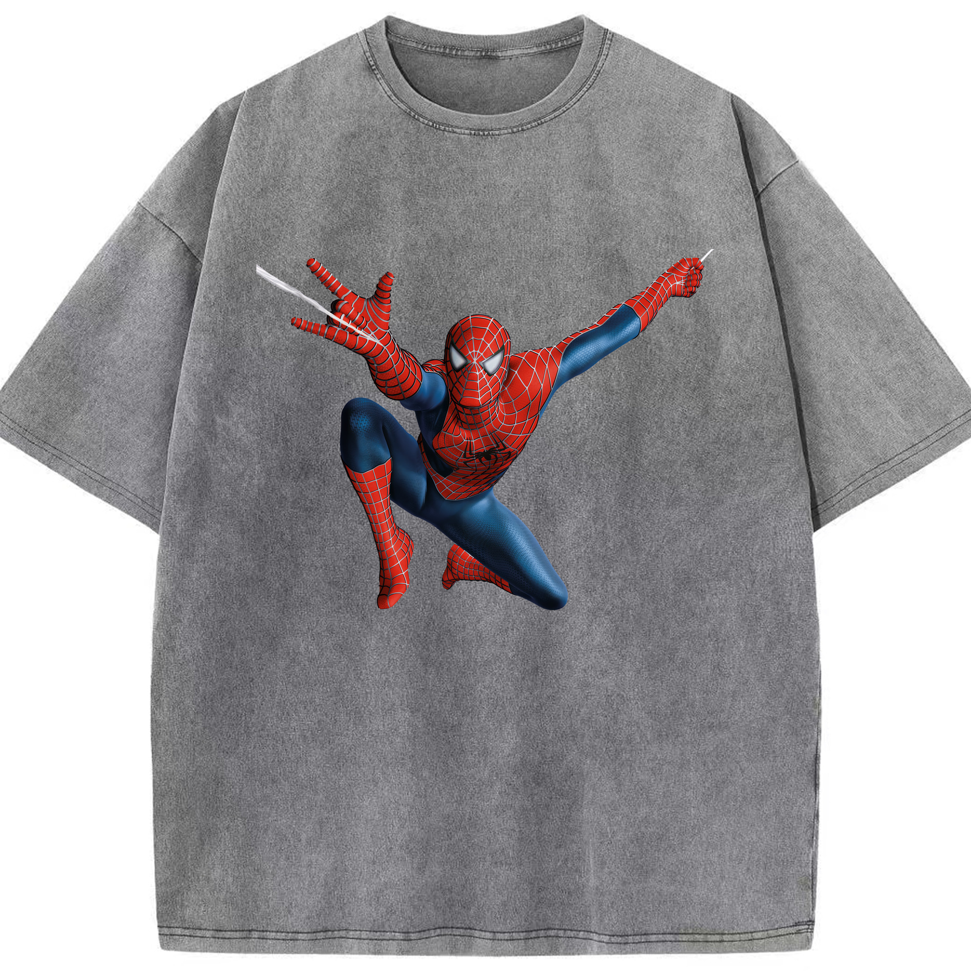 （画像用） Spider Man スパイダーマン 綿100% ヴィンテージ風 半袖Tシャツ（フロントプリント）