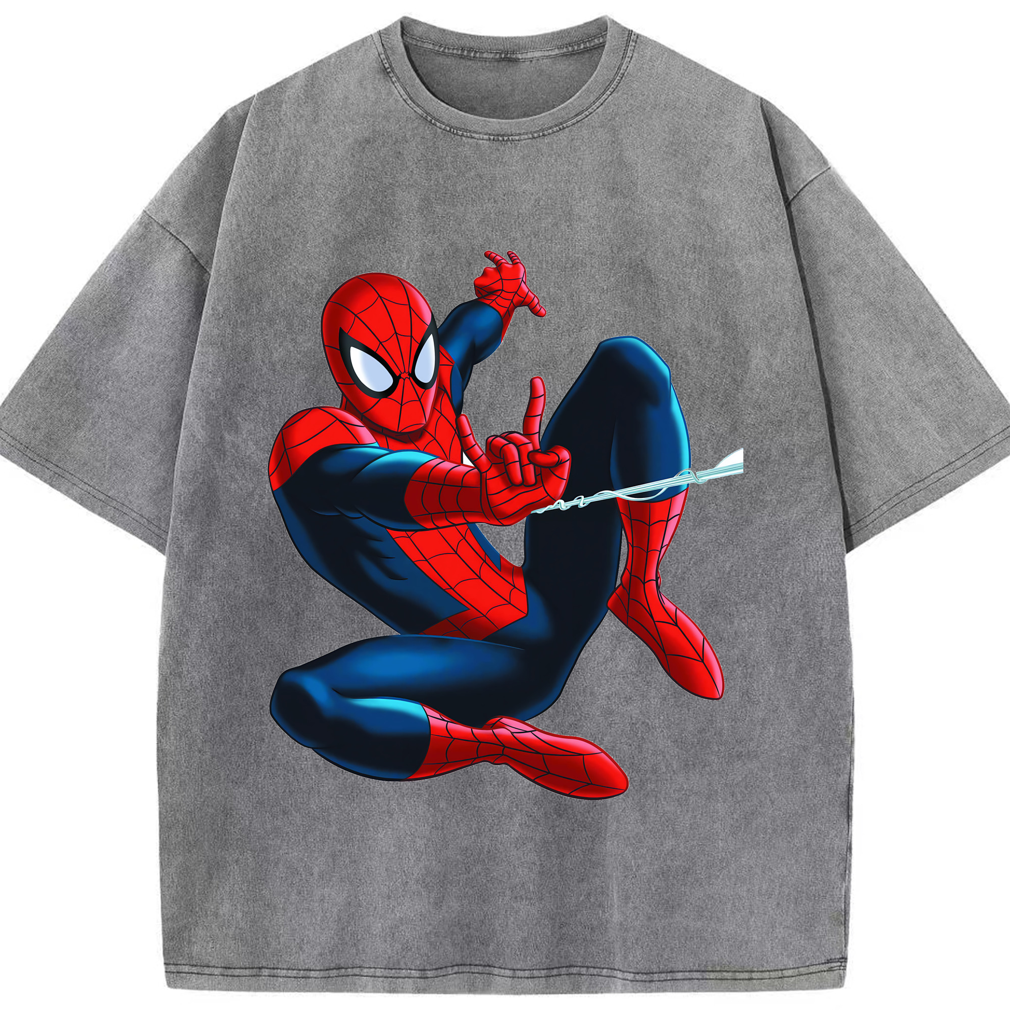 （画像用） Spider Man スパイダーマン 綿100% ヴィンテージ風 半袖Tシャツ（フロントプリント）