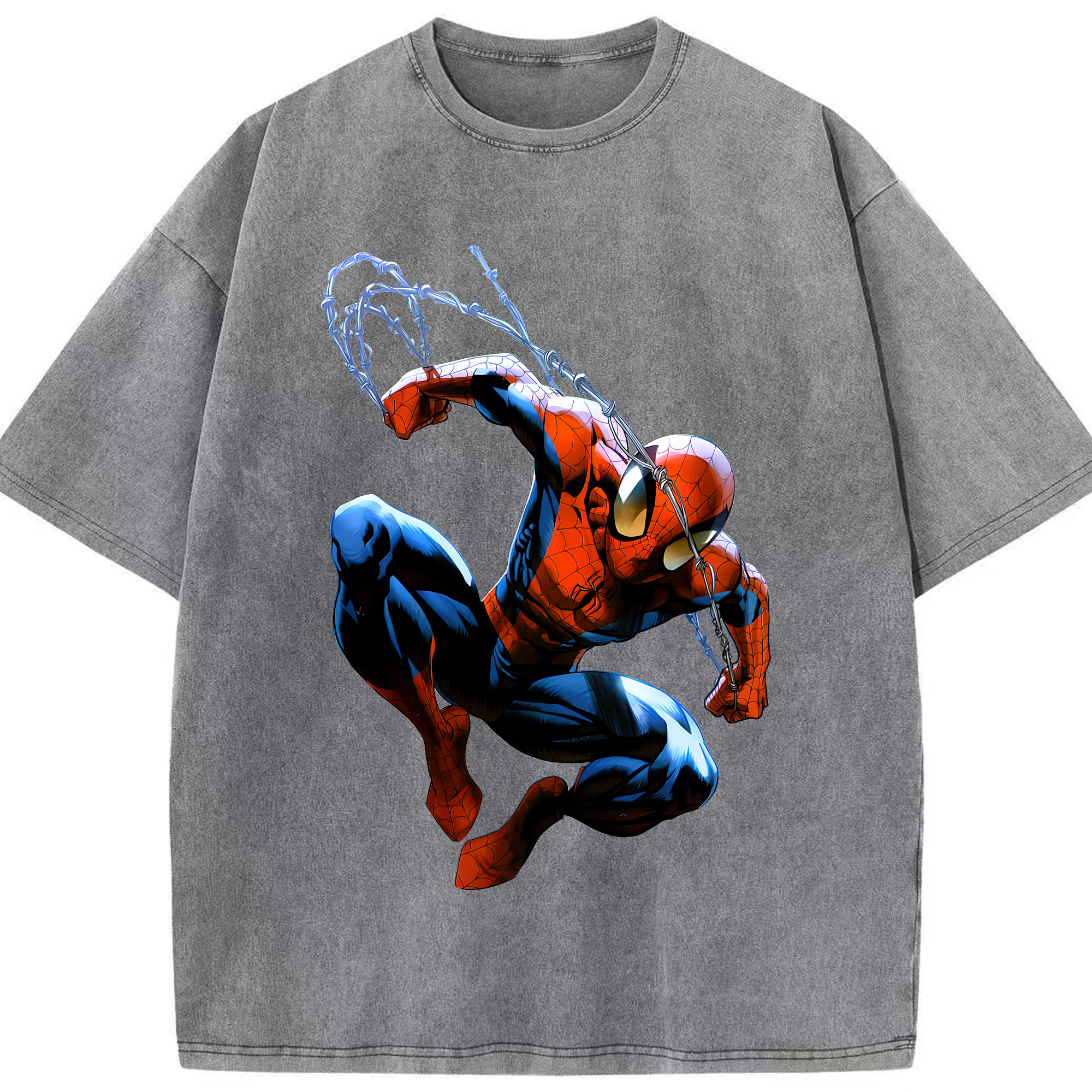 （画像用） Spider Man スパイダーマン 綿100% ヴィンテージ風 半袖Tシャツ（フロントプリント）